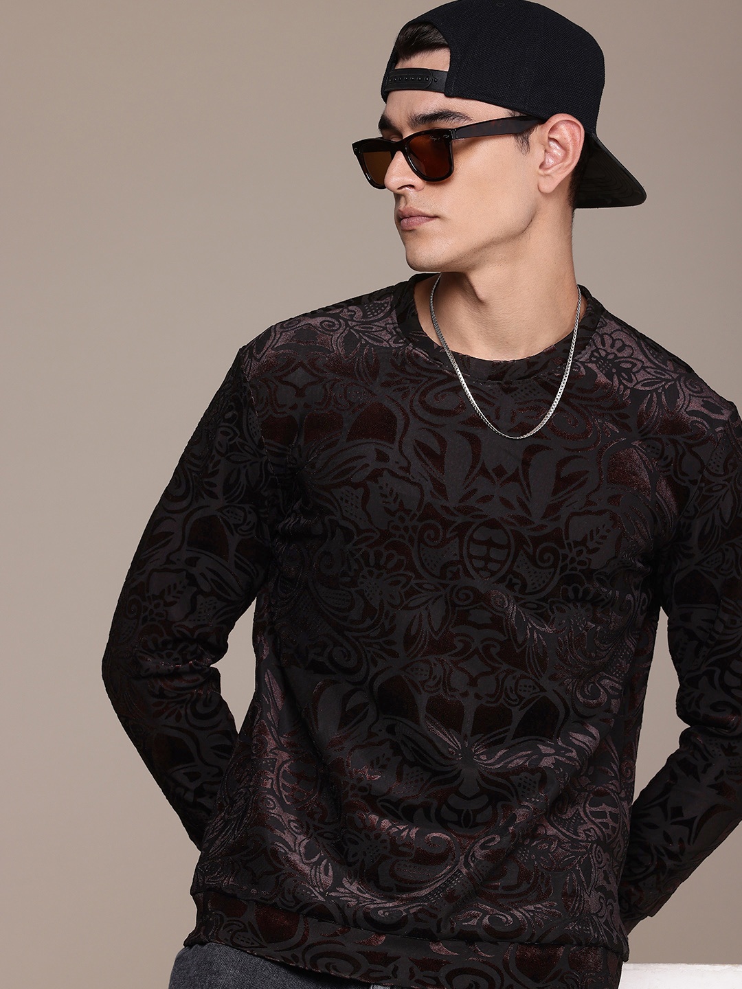 

FCUK Self Designed Sweatshirt, Black
