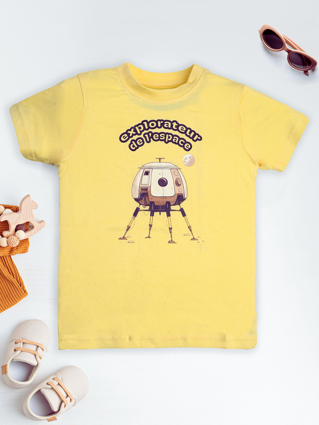 

allorio kids Boys Graphic Printed Round Neck Pure Cotton T-Shirt, Yellow