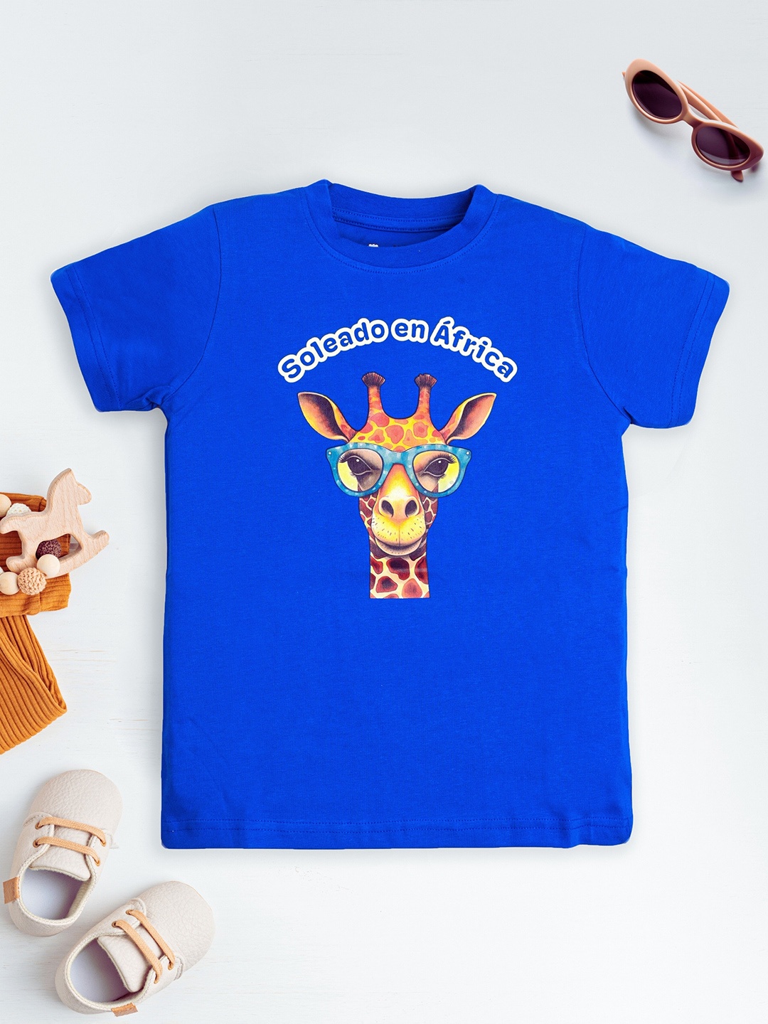 

allorio kids Boys Graphic Printed Round Neck Pure Cotton T-Shirt, Blue