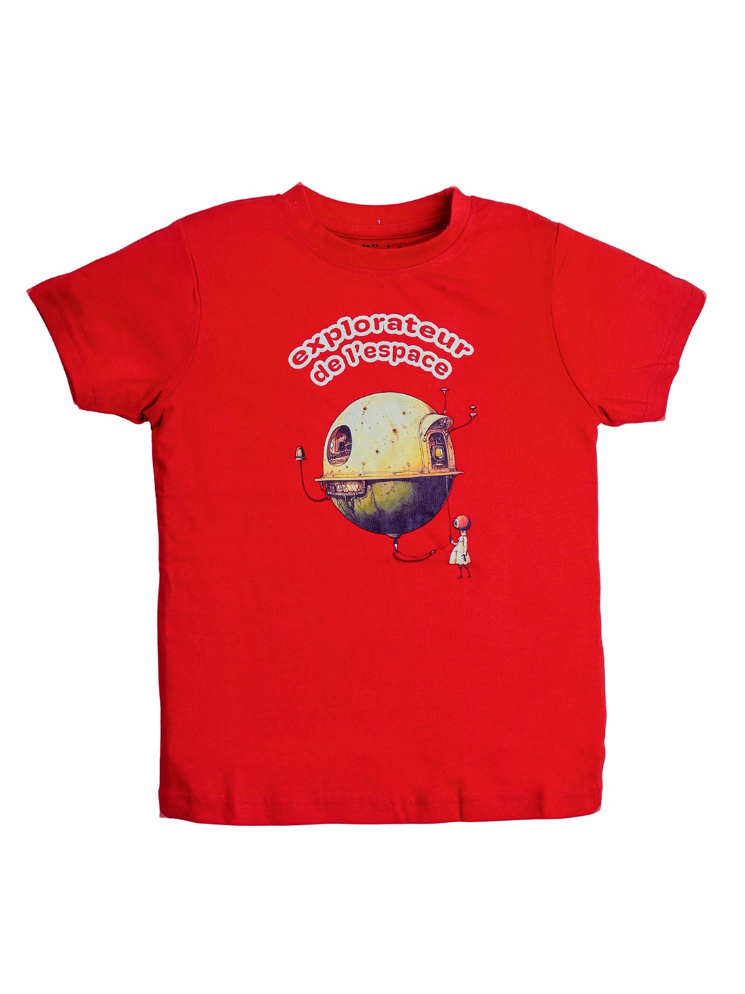

allorio kids Boys Graphic Printed Round Neck Pure Cotton T-Shirt, Red