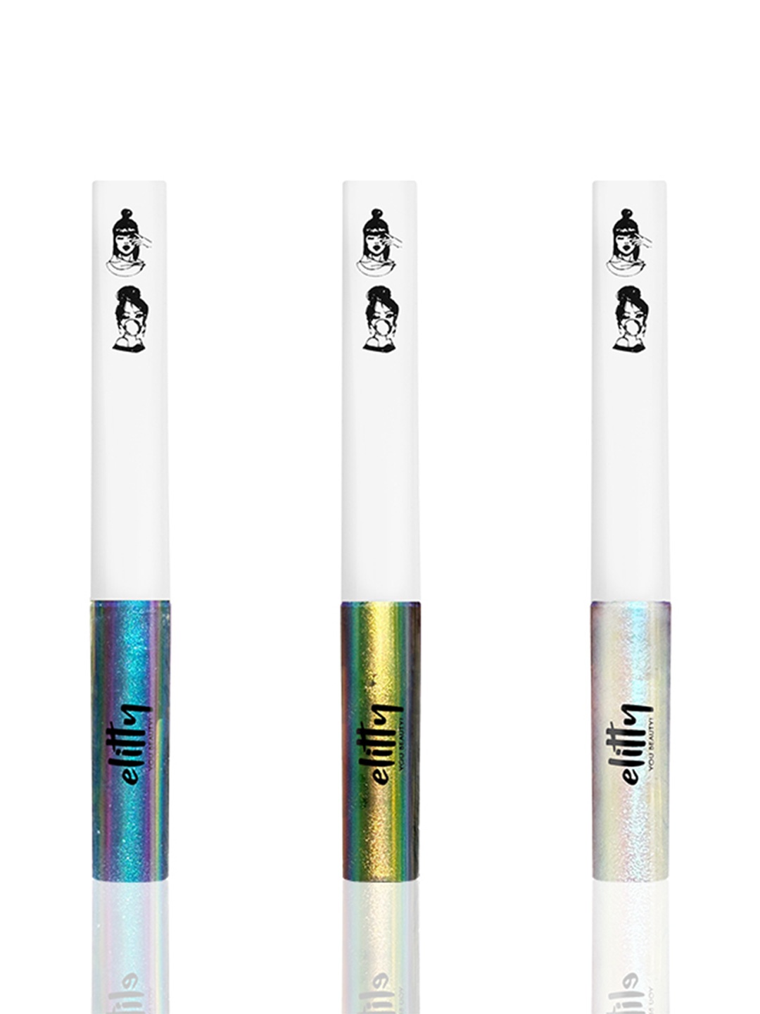 

Elitty Set Of 3 Ombre Holographic Pop Colored Eyeliner 4ml Each - Prism Pack, White