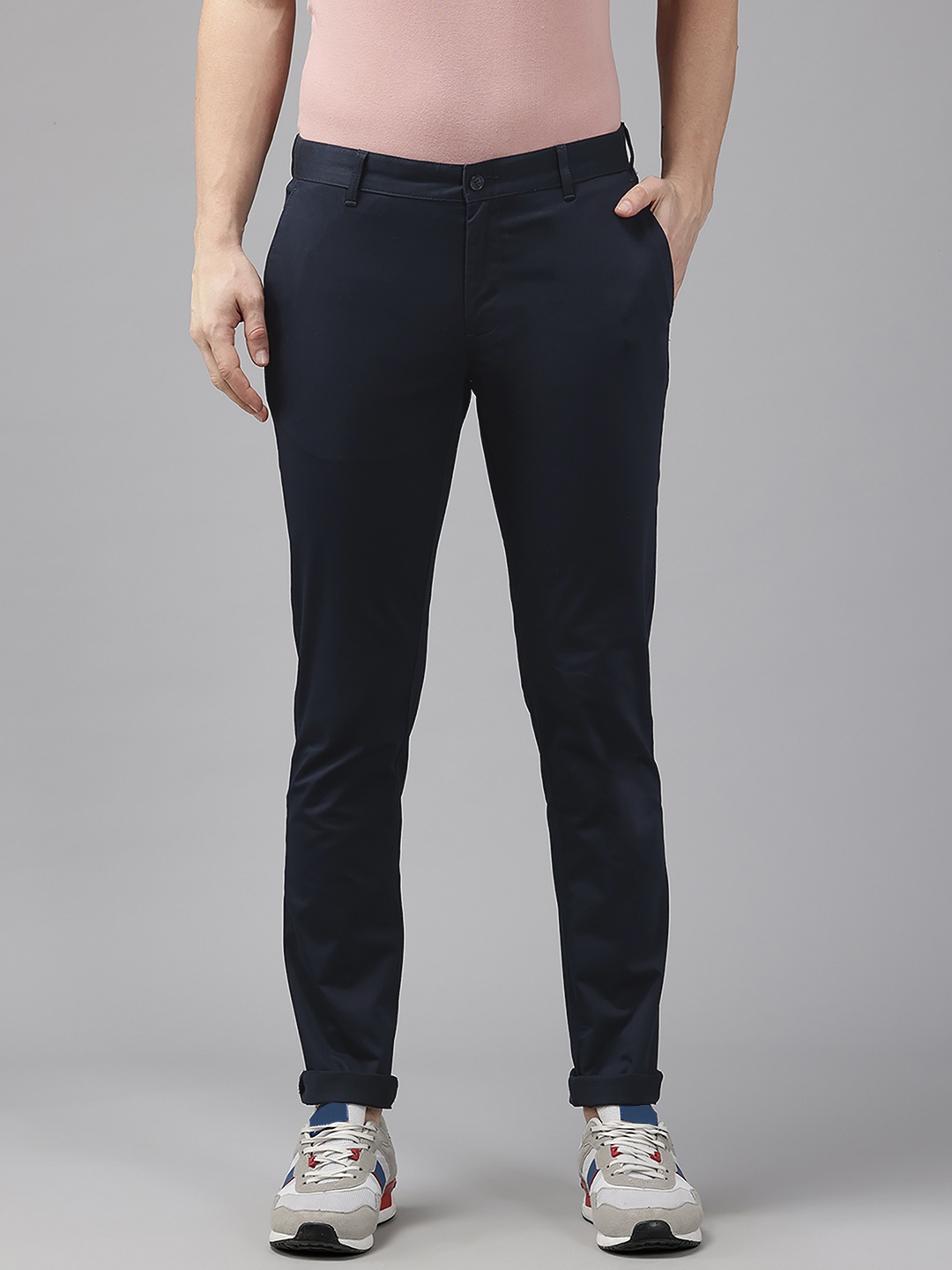 

Blackberrys Men Skinny Fit Low-Rise Chinos Trousers, Navy blue