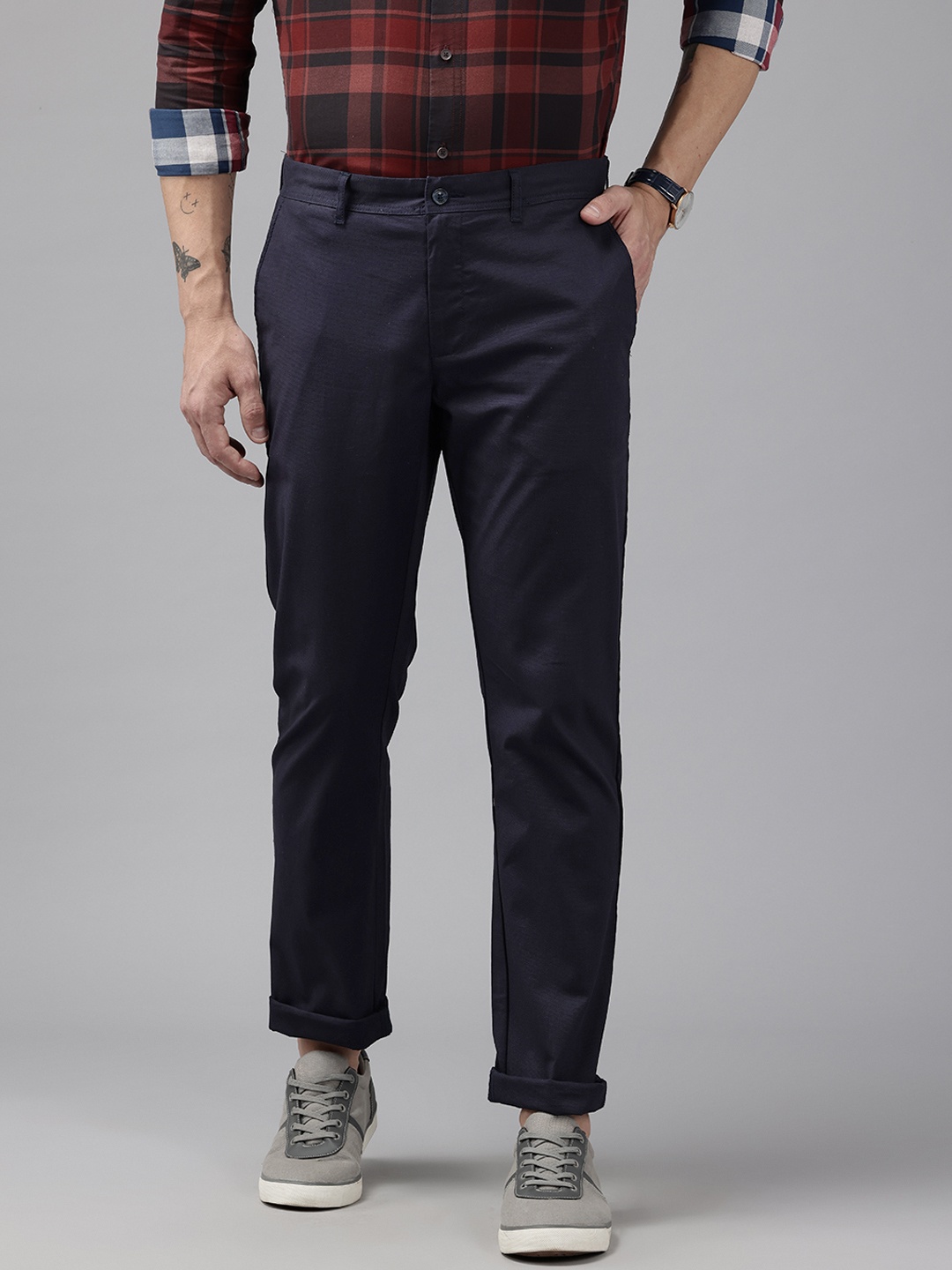 

Blackberrys Men Slim Fit Chinos Trousers, Navy blue