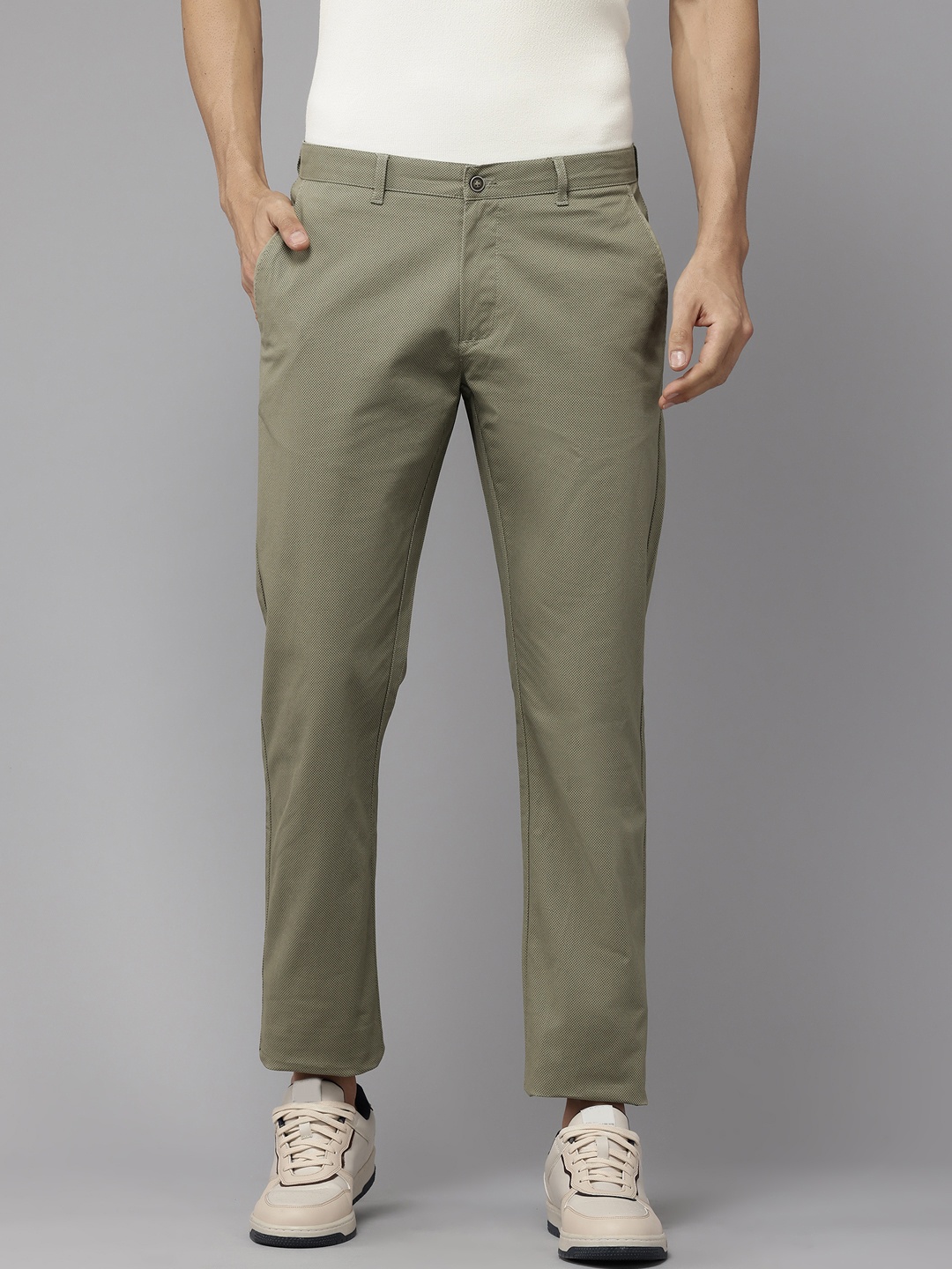 

Blackberrys Men Printed Slim Fit Trousers, Olive