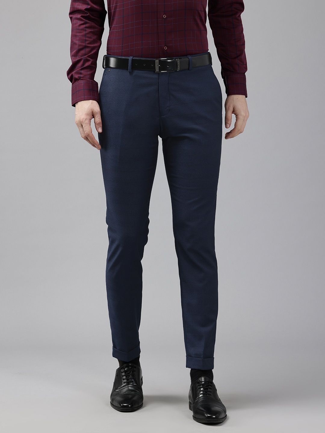 

Blackberrys Men Slim Fit Formal Trousers, Navy blue