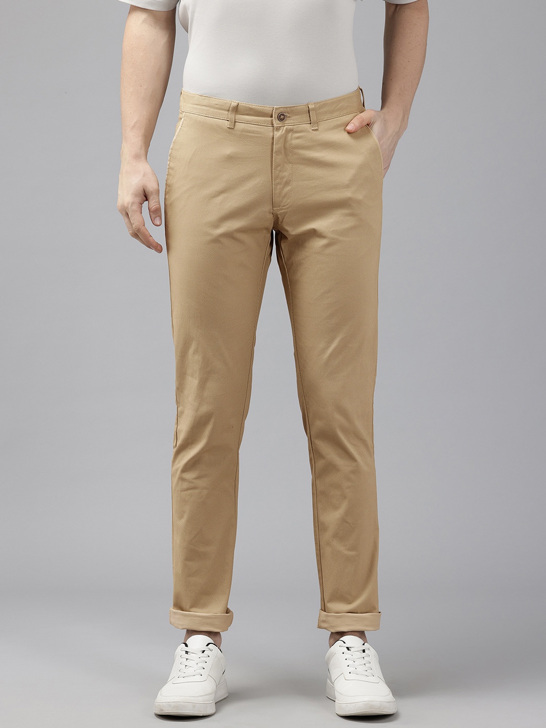 

Blackberrys Men Printed Slim Fit Chinos, Khaki