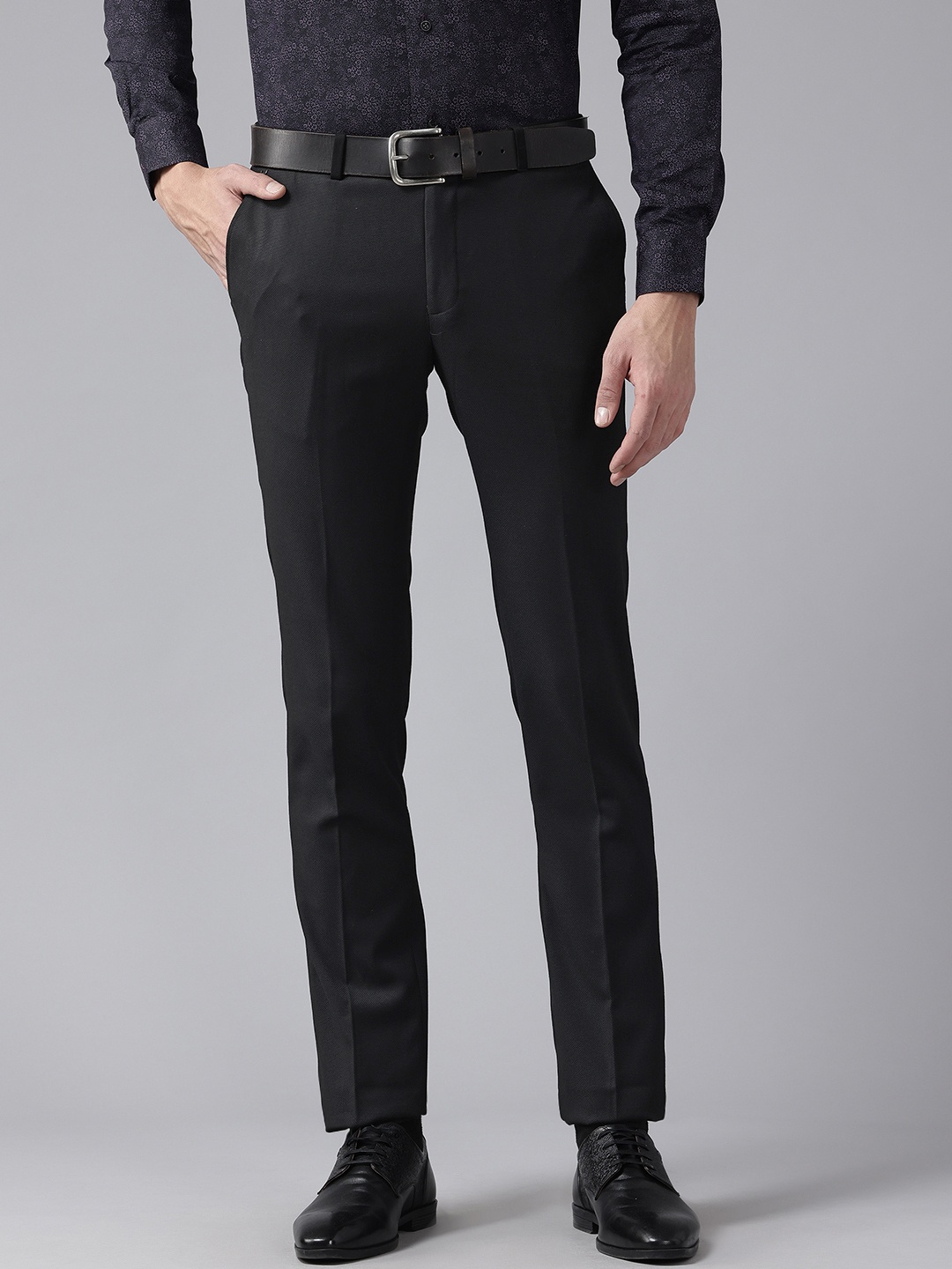 

Blackberrys Men Skinny Fit Formal Trousers, Black