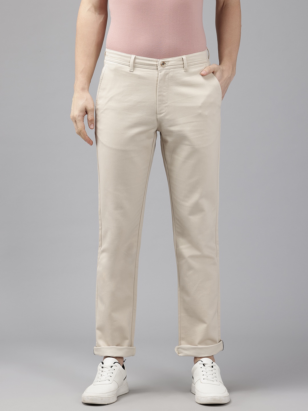 

Blackberrys Men Regular-Fit Chinos Trousers, Beige