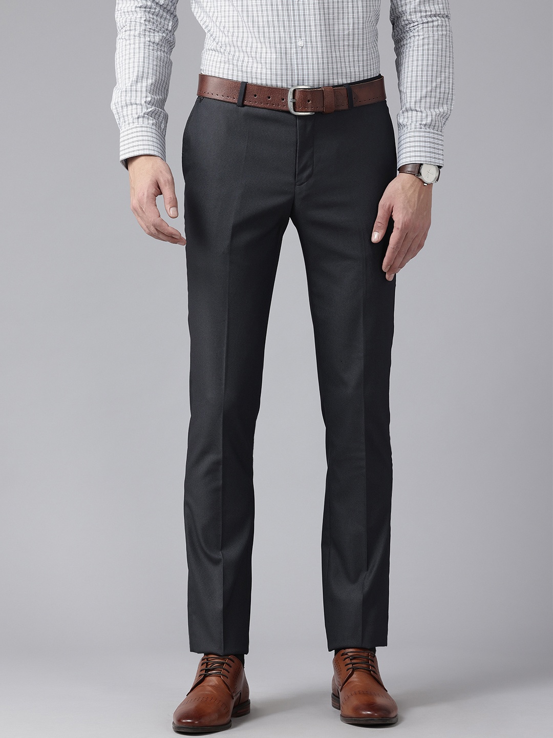 

Blackberrys Men Slim Fit Formal Trousers, Charcoal