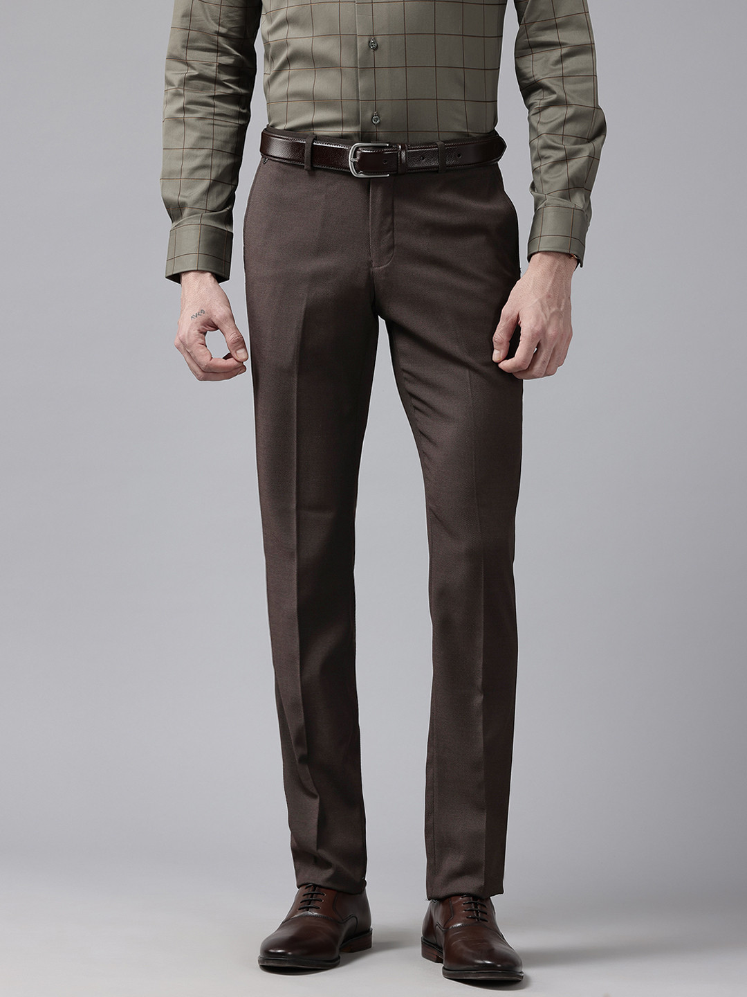 

Blackberrys Men Slim Fit Formal Trousers, Brown