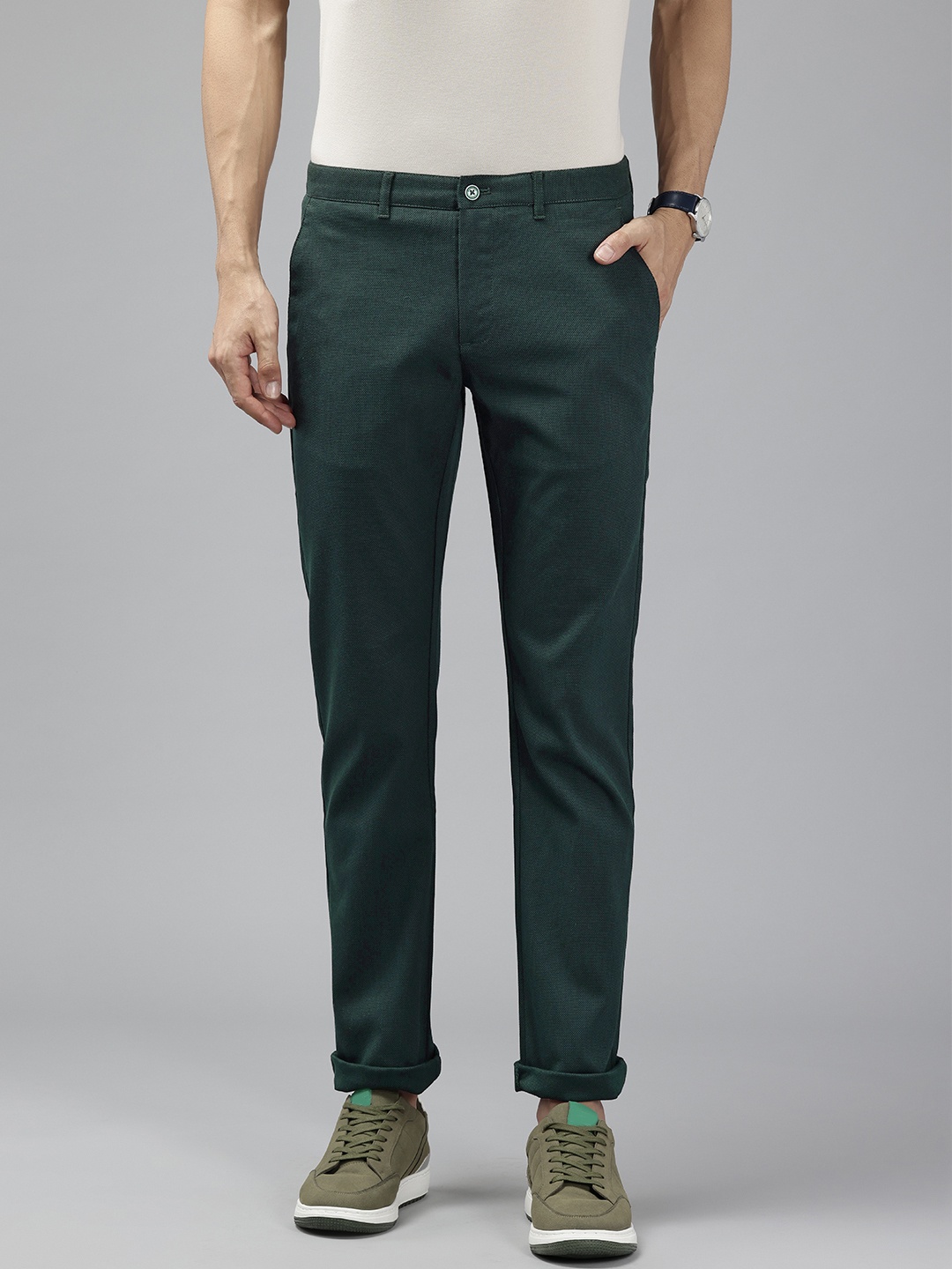 

Blackberrys Low Rise Slim Fit Trousers, Green