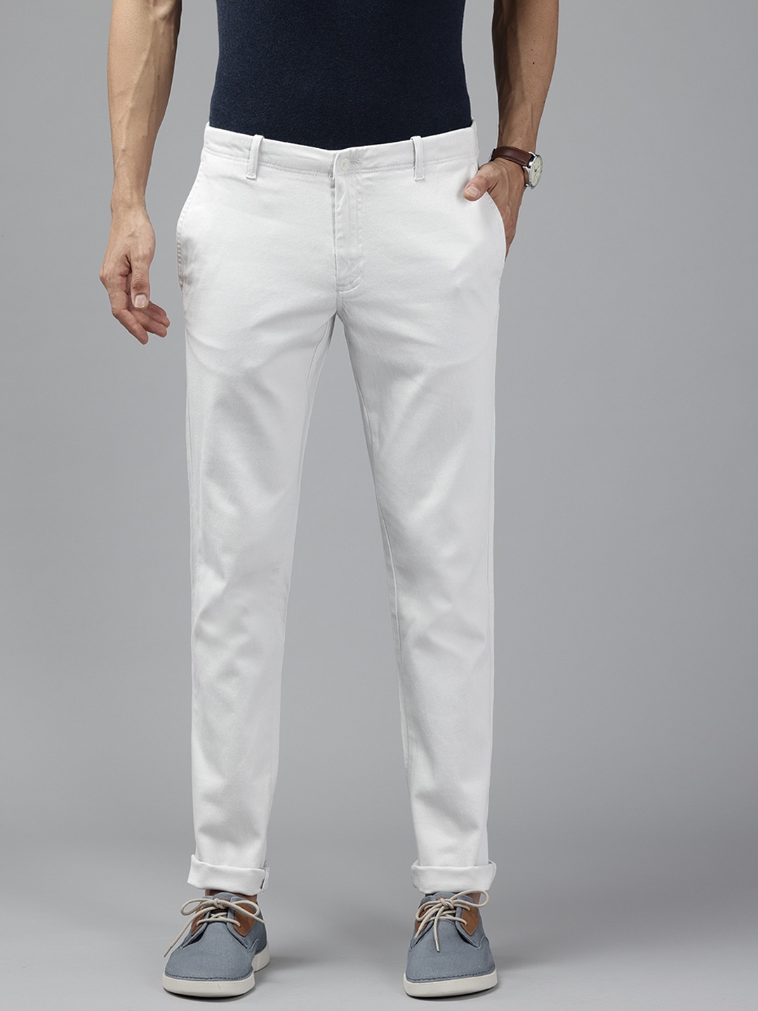 

Blackberrys Low Rise Lean Tapered Trousers, Off white