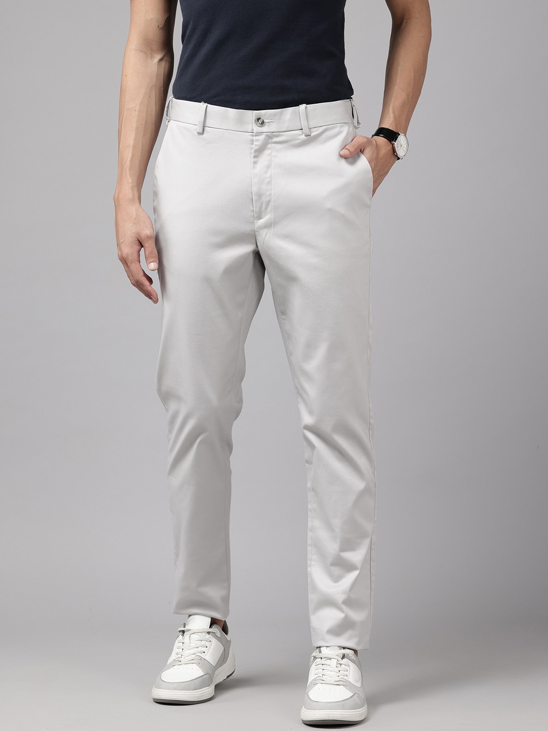 

Blackberrys Men Slim Tapered Trousers, Grey