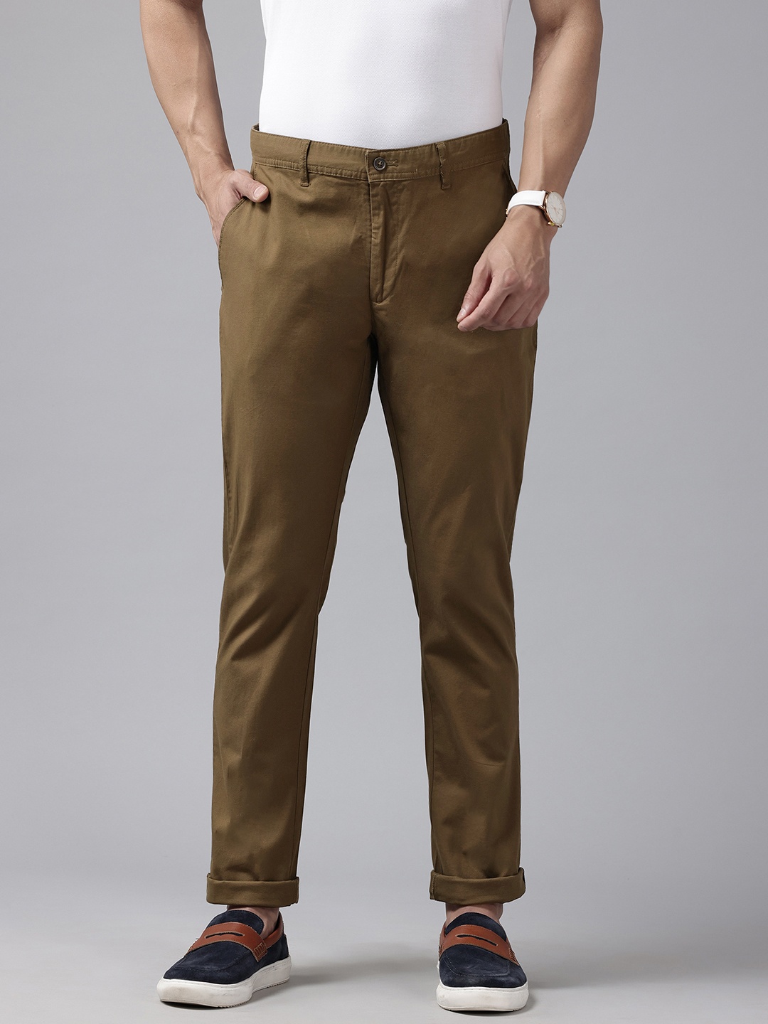 

Blackberrys Men Slim Fit Chinos Trousers, Olive