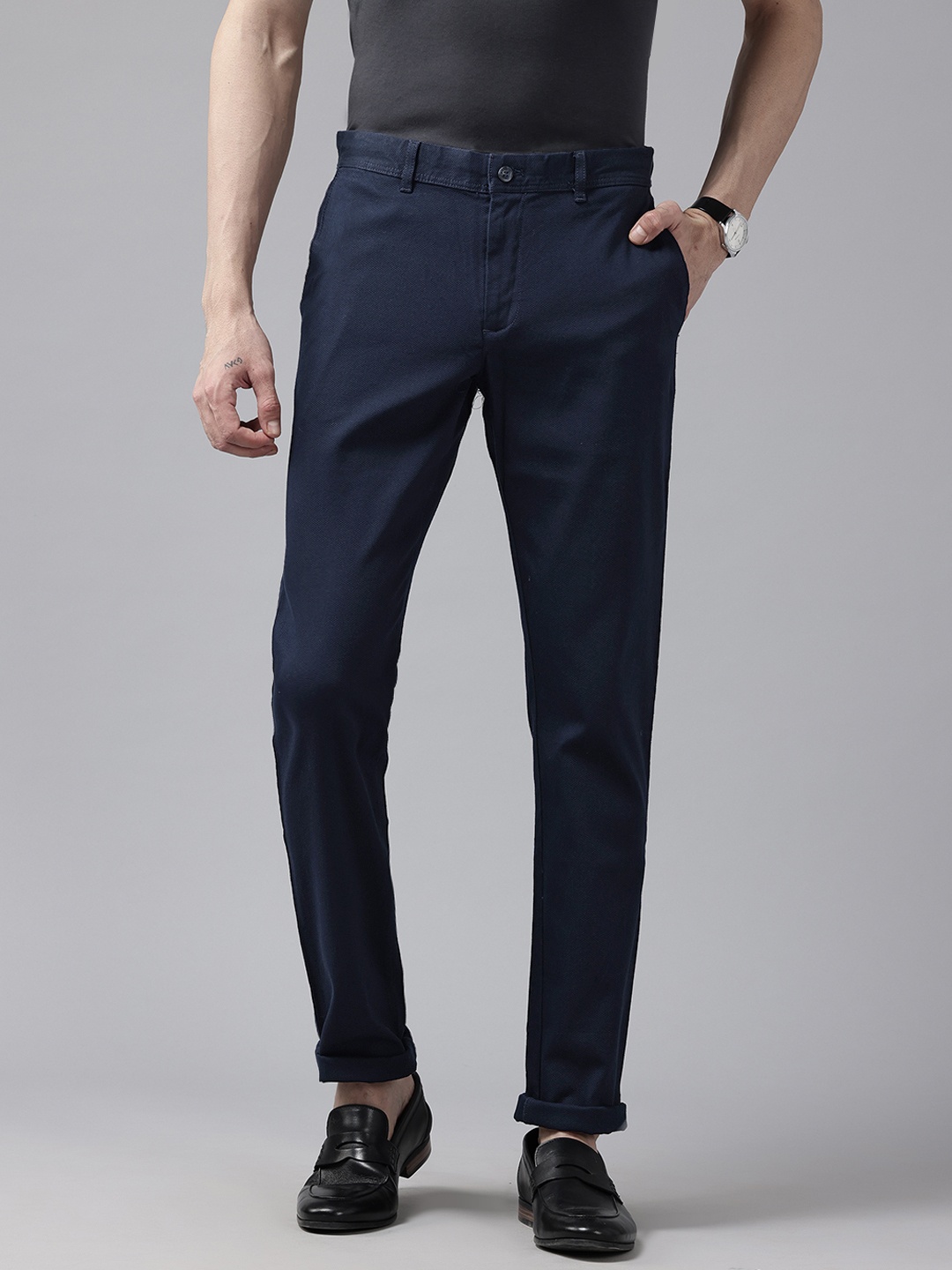 

Blackberrys Men Slim Fit Chinos Trousers, Navy blue