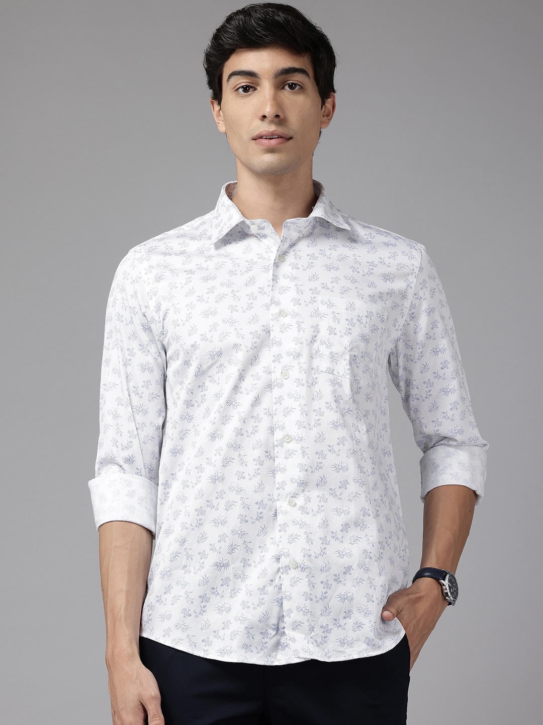 

Blackberrys Slim Fit Floral Printed Casual Shirt, White