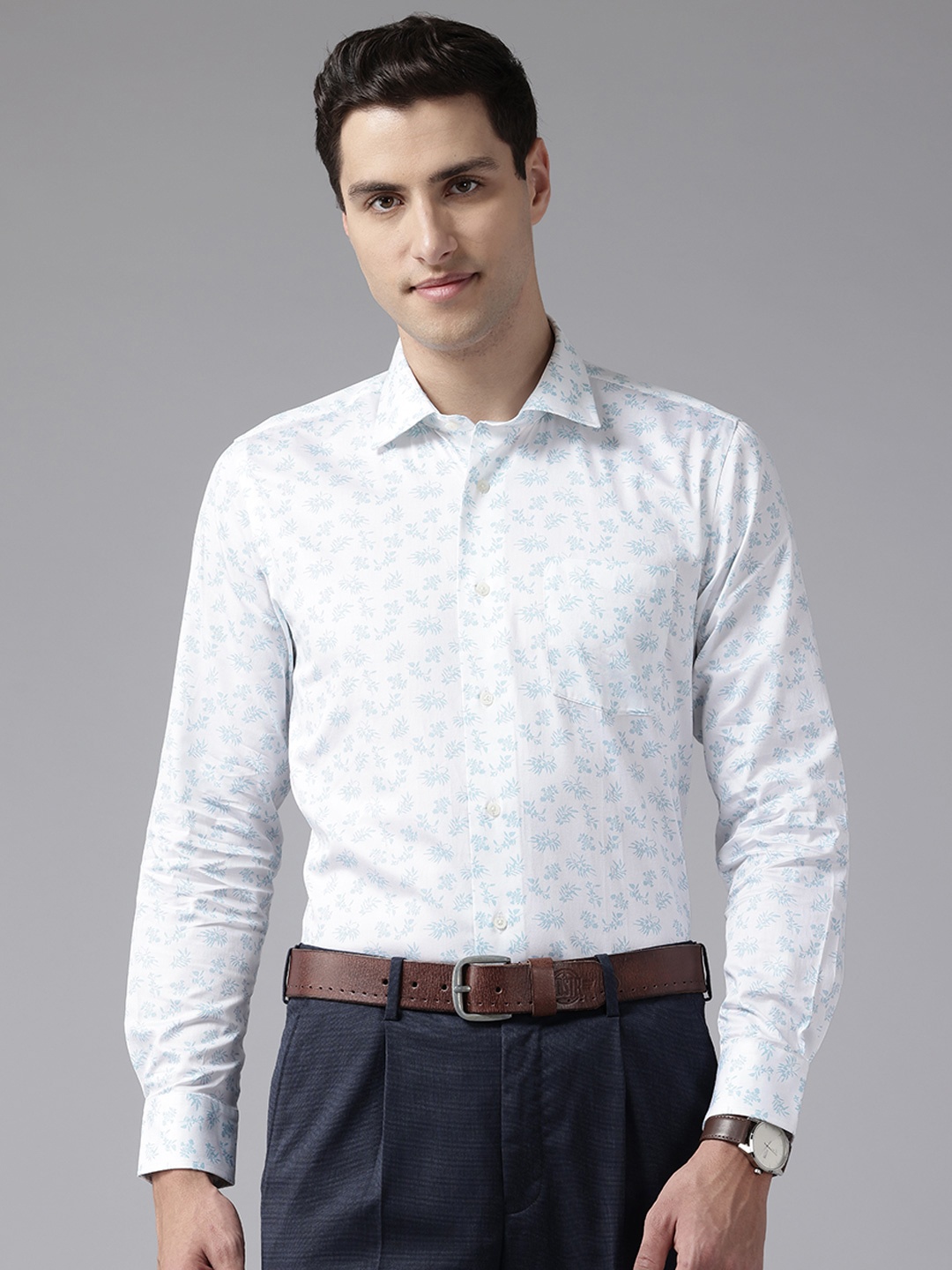 

Blackberrys India Slim Fit Floral Print Pure Cotton Formal Shirt, White
