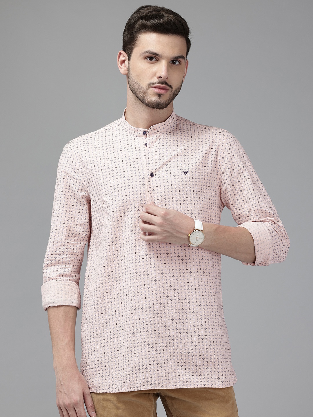 

Blackberrys Ditsy Print Slim Fit Seersucker Shirt, Peach