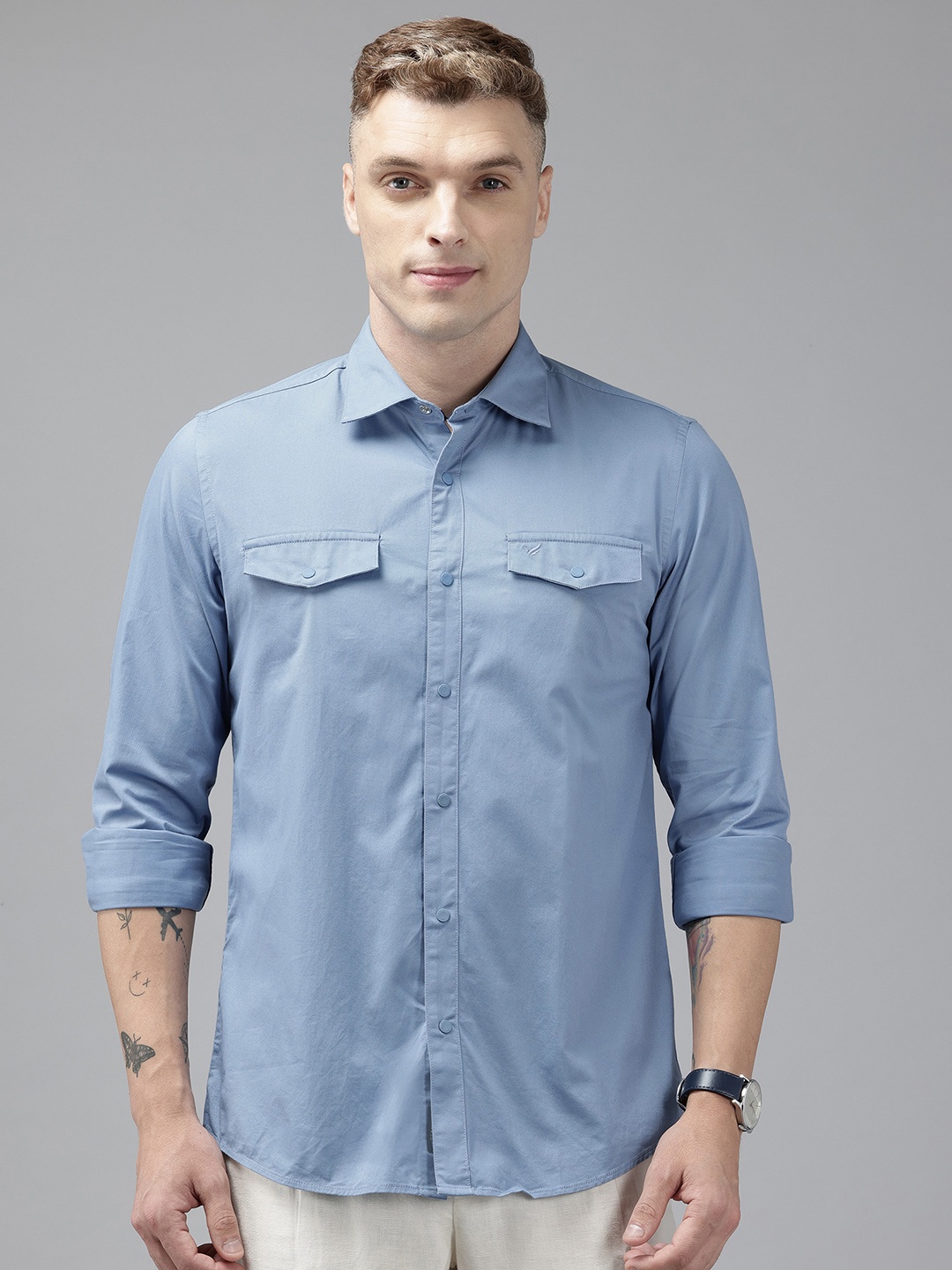 

Blackberrys Men Slim Fit Casual Shirt, Blue