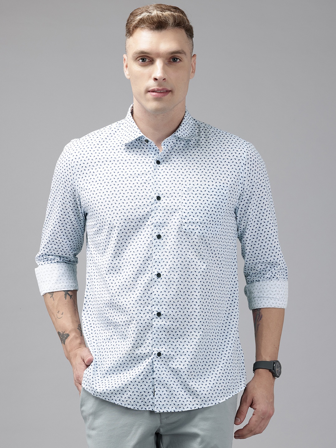 

Blackberrys Printed Slim Fit Casual Shirt, Blue