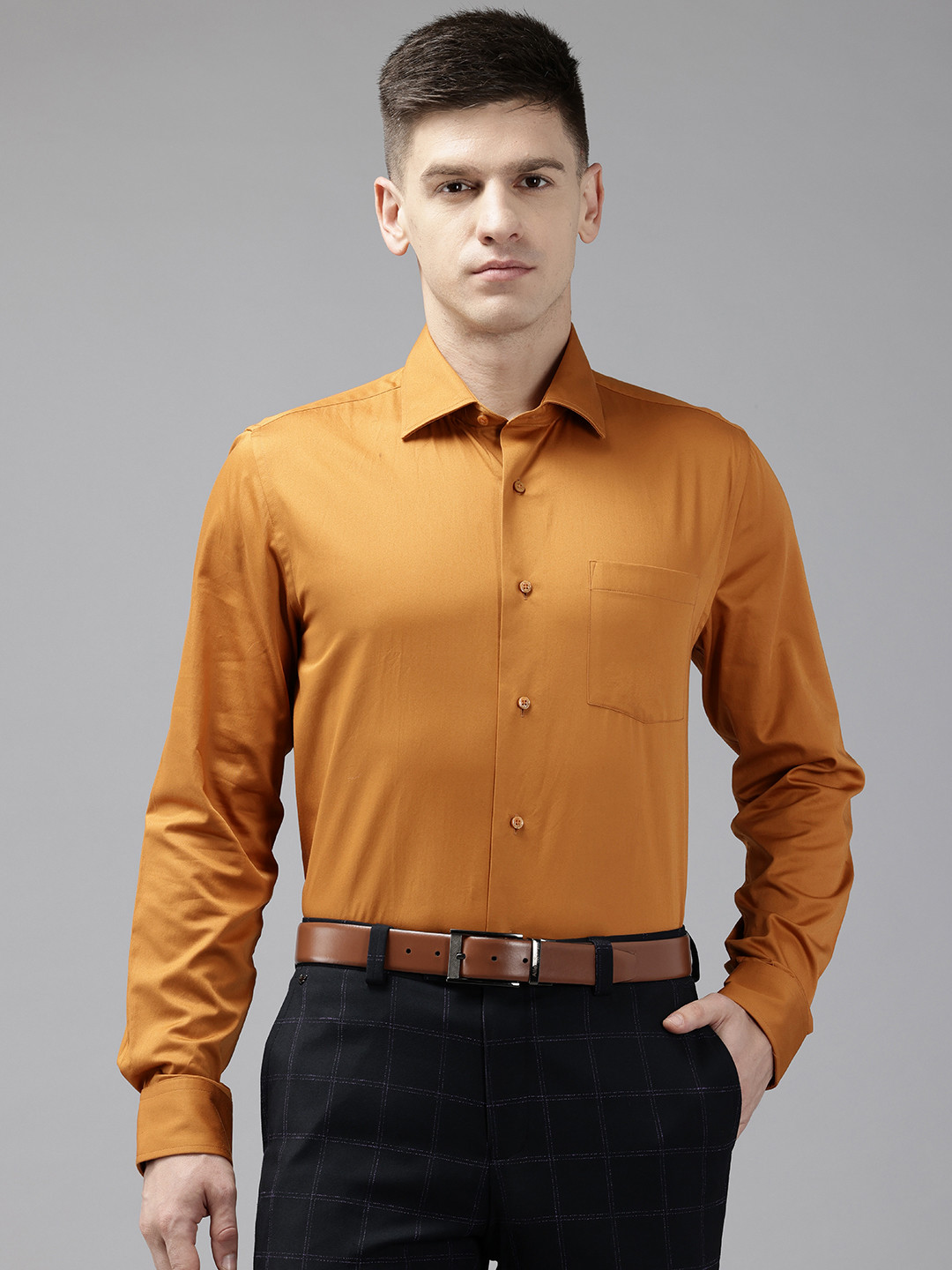 

Blackberrys Men India Slim Fit Pure Cotton Formal Shirt, Mustard