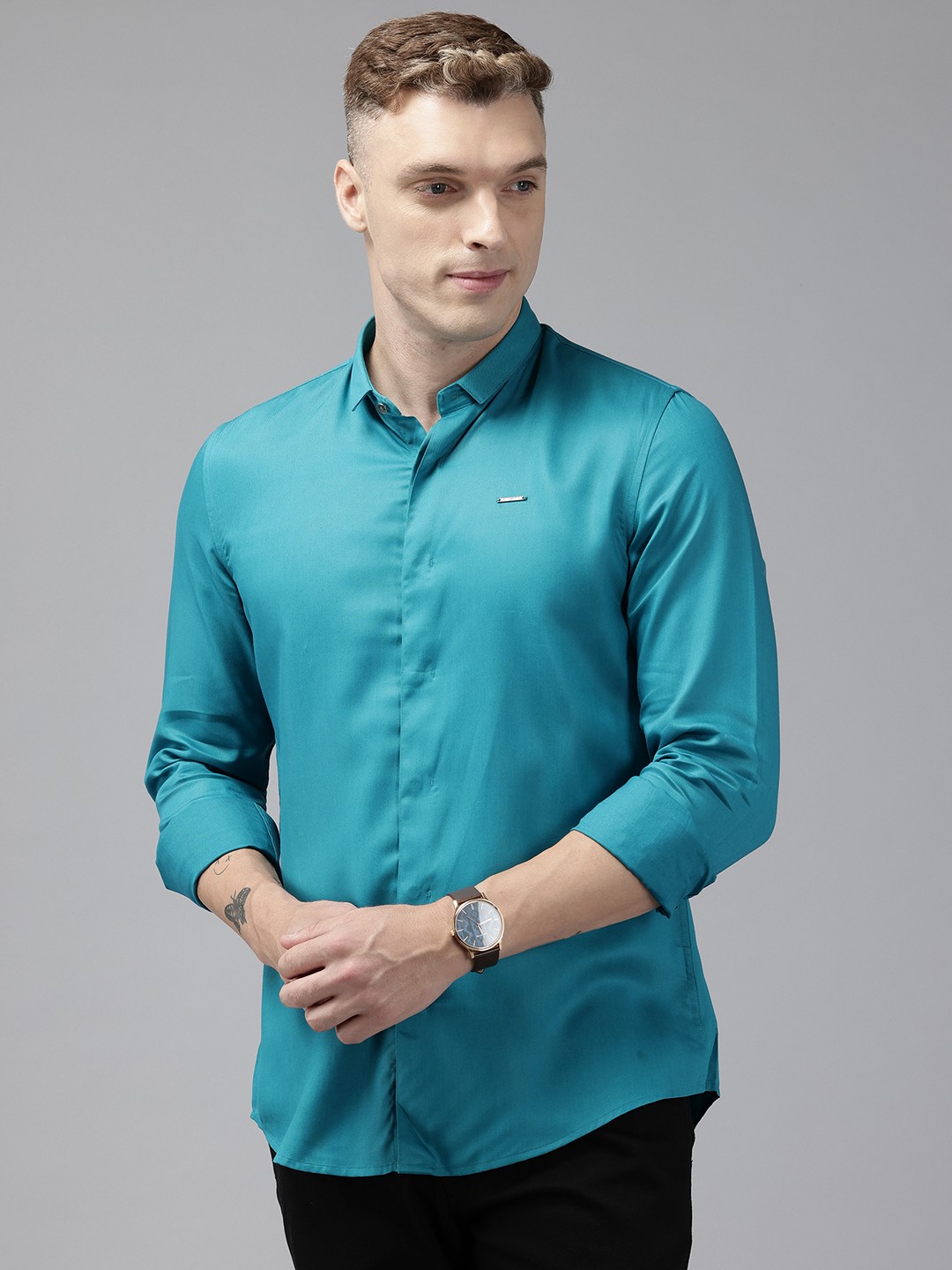 

Blackberrys Men India Slim Fit Smart Casual Shirt, Teal