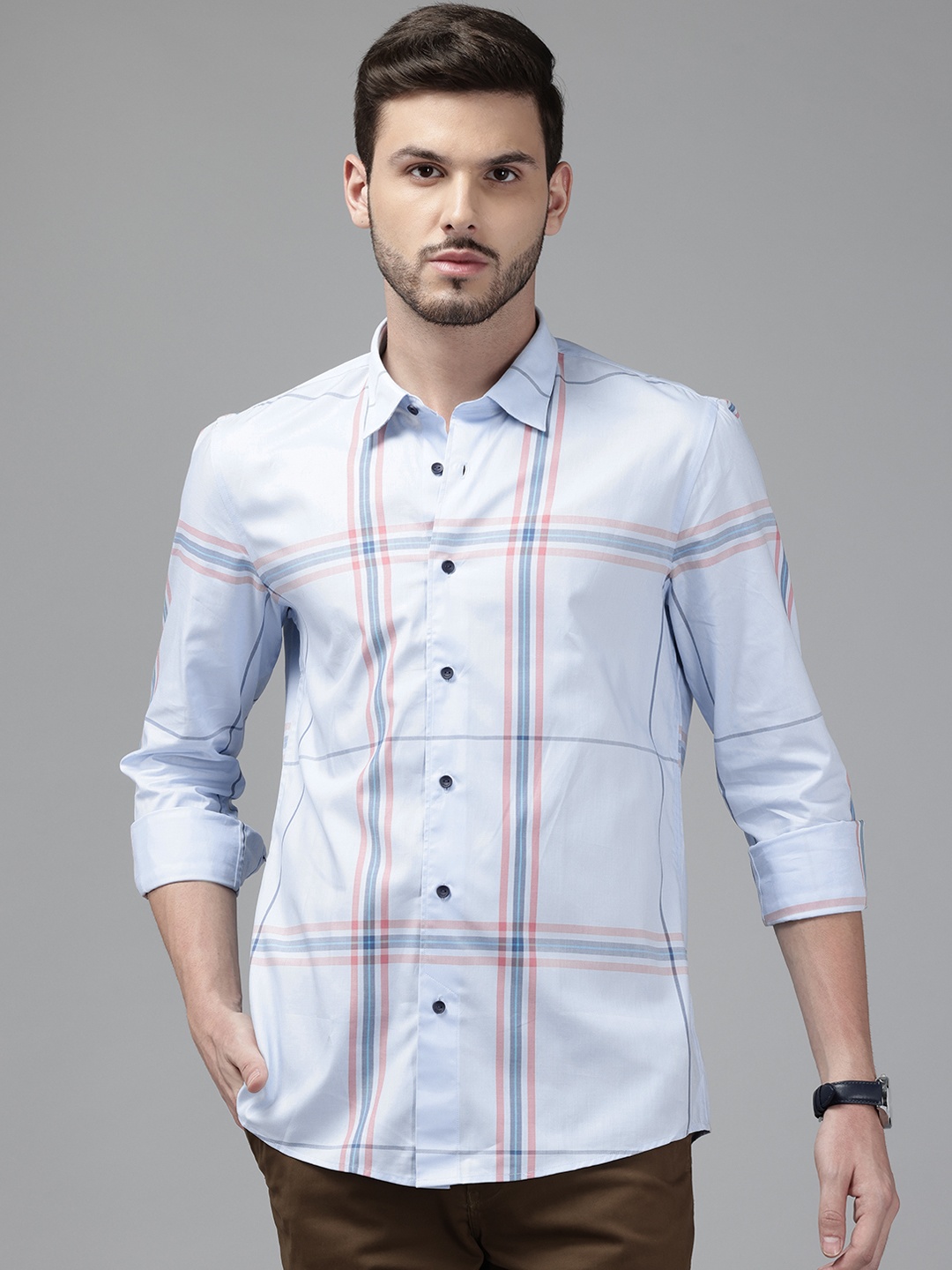 

Blackberrys Pure Cotton Checked Casual Shirt, Blue