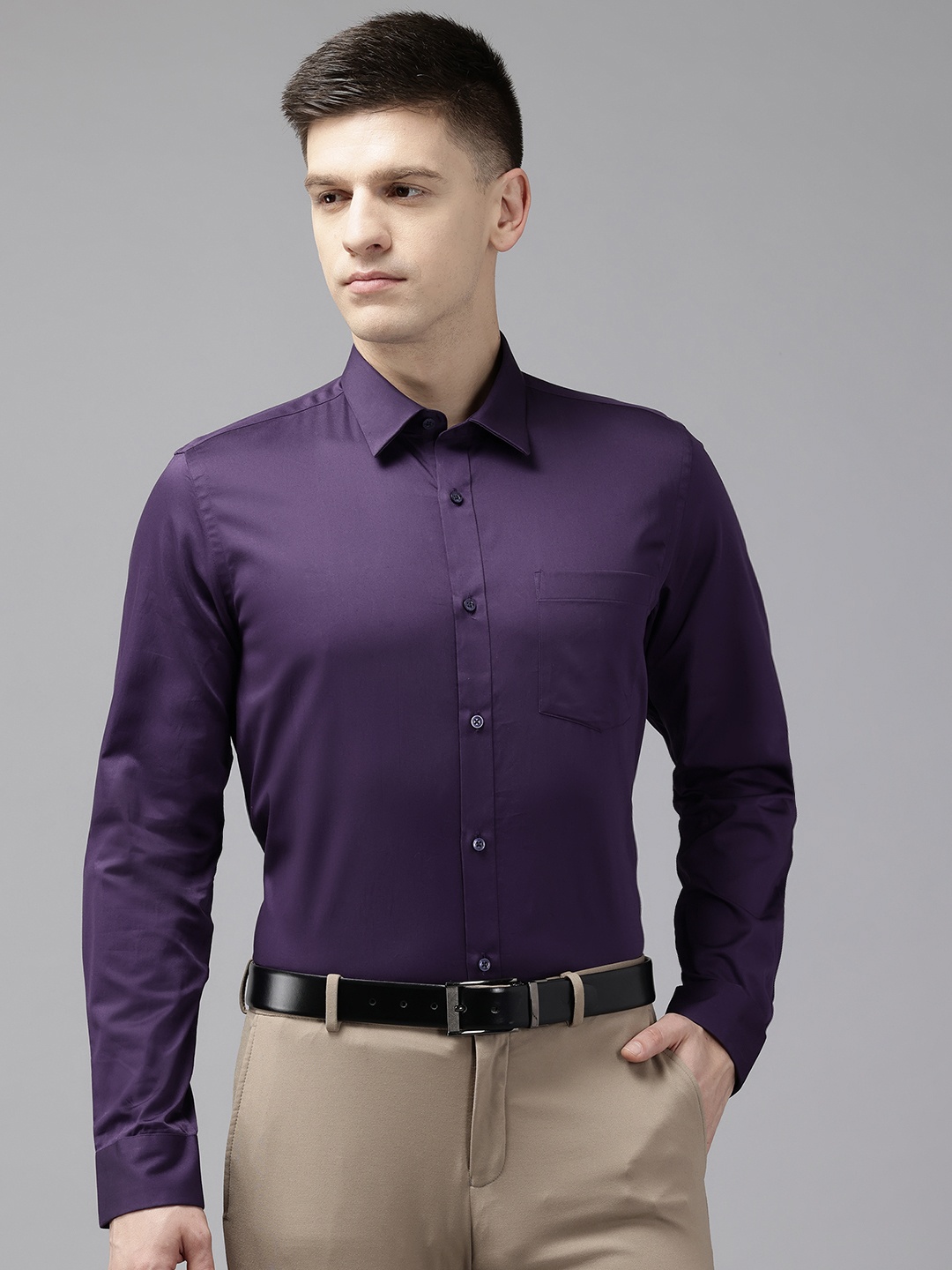 

Blackberrys Pure Cotton India Slim Fit Formal Shirt, Purple