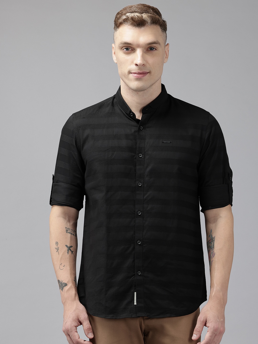 

Blackberrys Men India Slim Fit Pure Cotton Shirt, Black