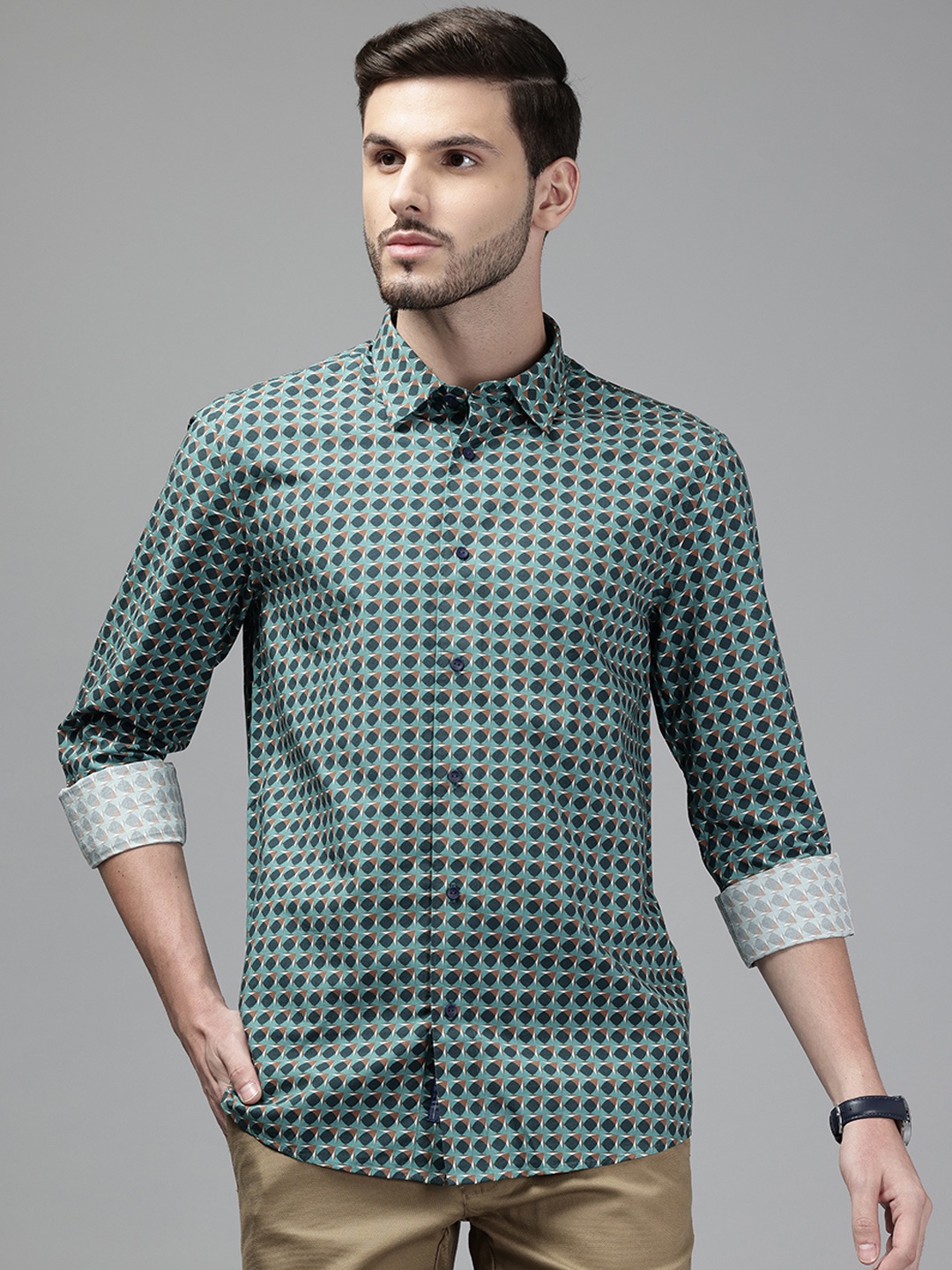 

Blackberrys India Slim Fit Printed Casual Shirt, Blue