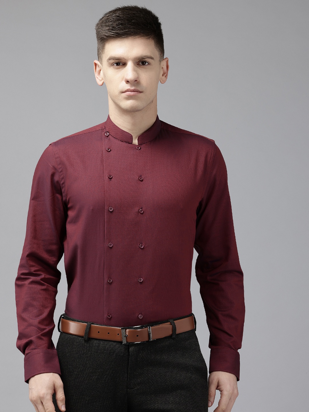 

Blackberrys Men India Slim Fit Pure Cotton Shirt, Maroon