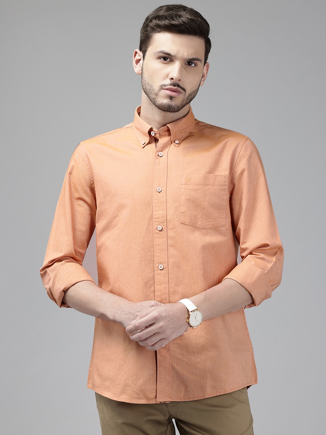 

Blackberrys Pure Cotton India Slim Fit Casual Shirt, Peach