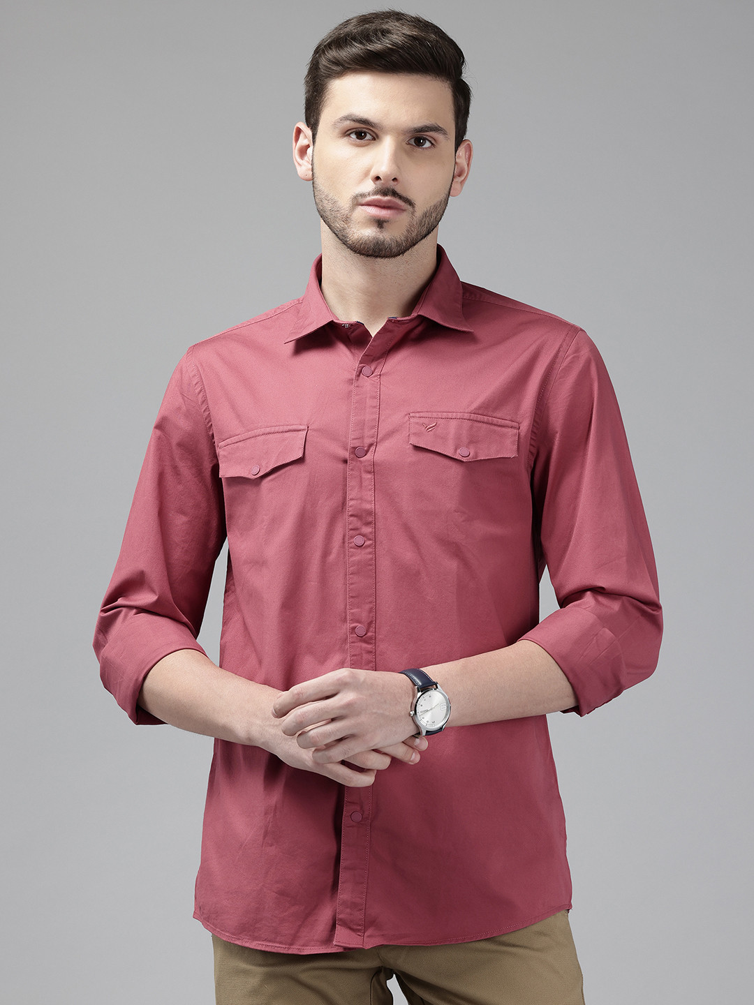 

Blackberrys Pure Cotton Slim Fit Opaque Casual Shirt, Pink