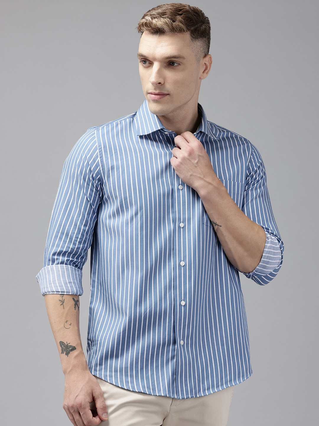 

Blackberrys Slim Fit Striped Shirt, Blue