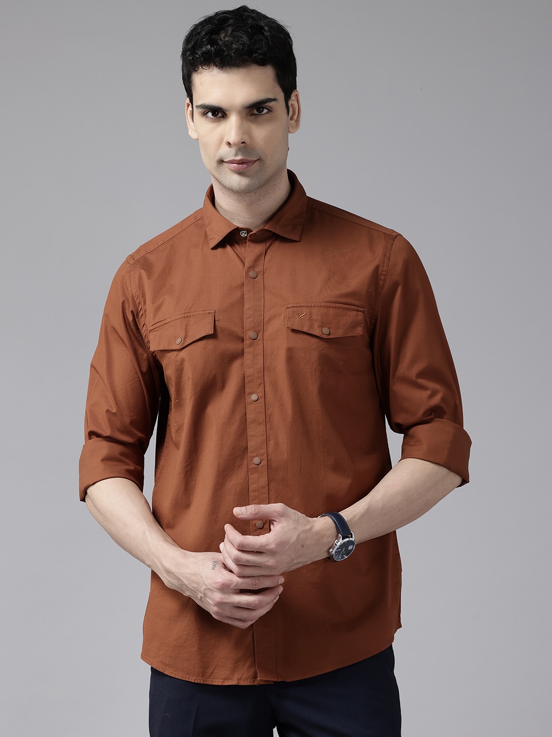 

Blackberrys Men Slim Fit Casual Shirt, Brown