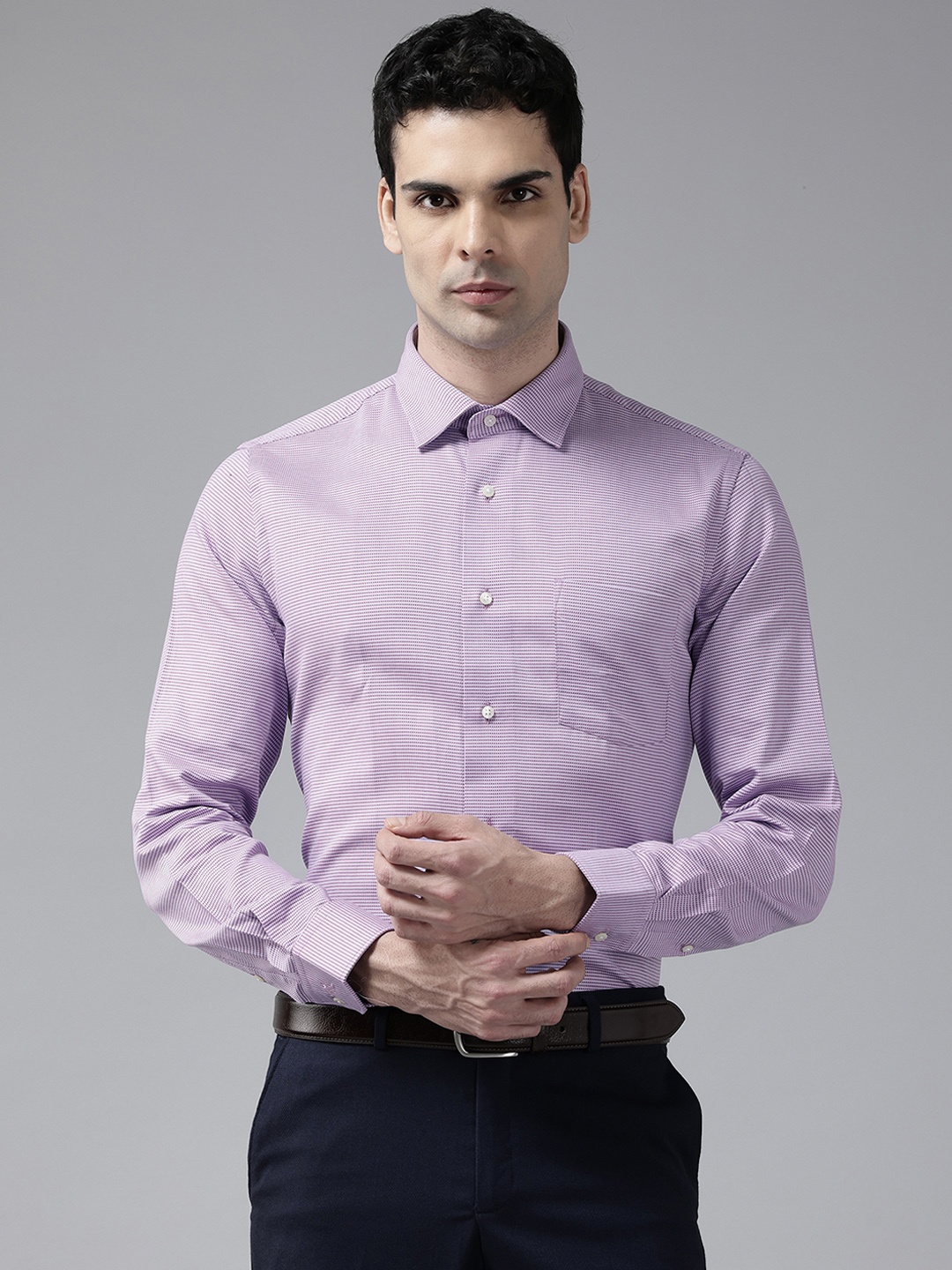

Blackberrys Men Woven Design Slim Fit Formal Shirt, Purple