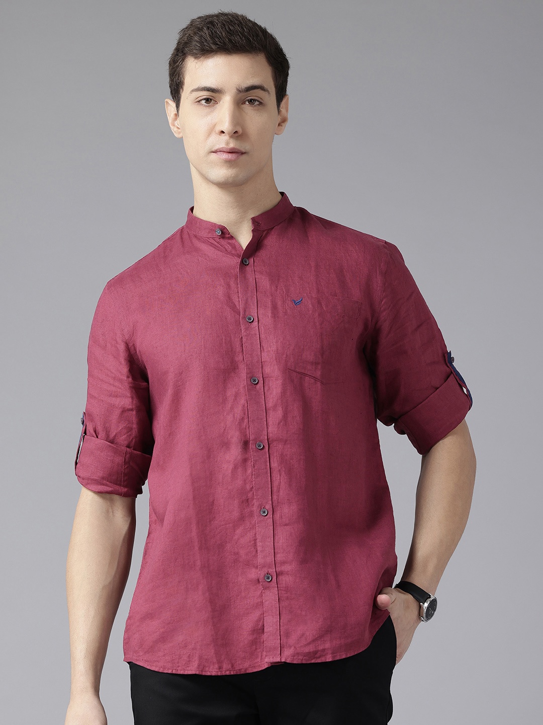 

Blackberrys Slim Fit Linen Casual Shirt, Maroon