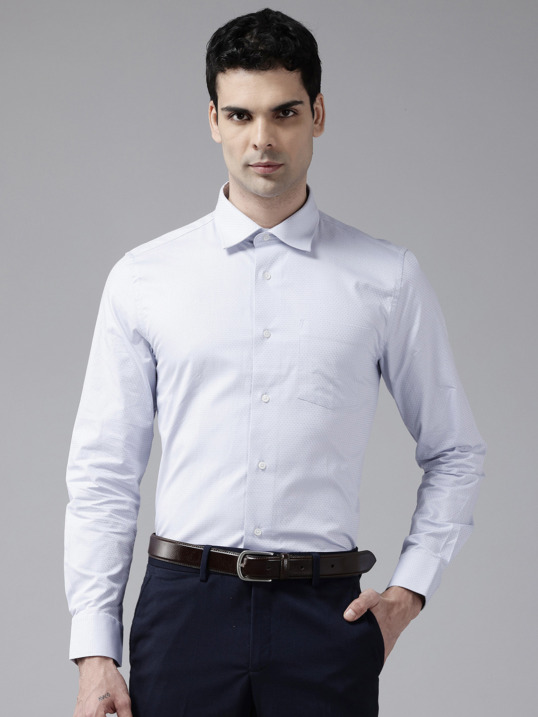 

Blackberrys Men Slim Fit Pure Cotton Formal Shirt, Blue
