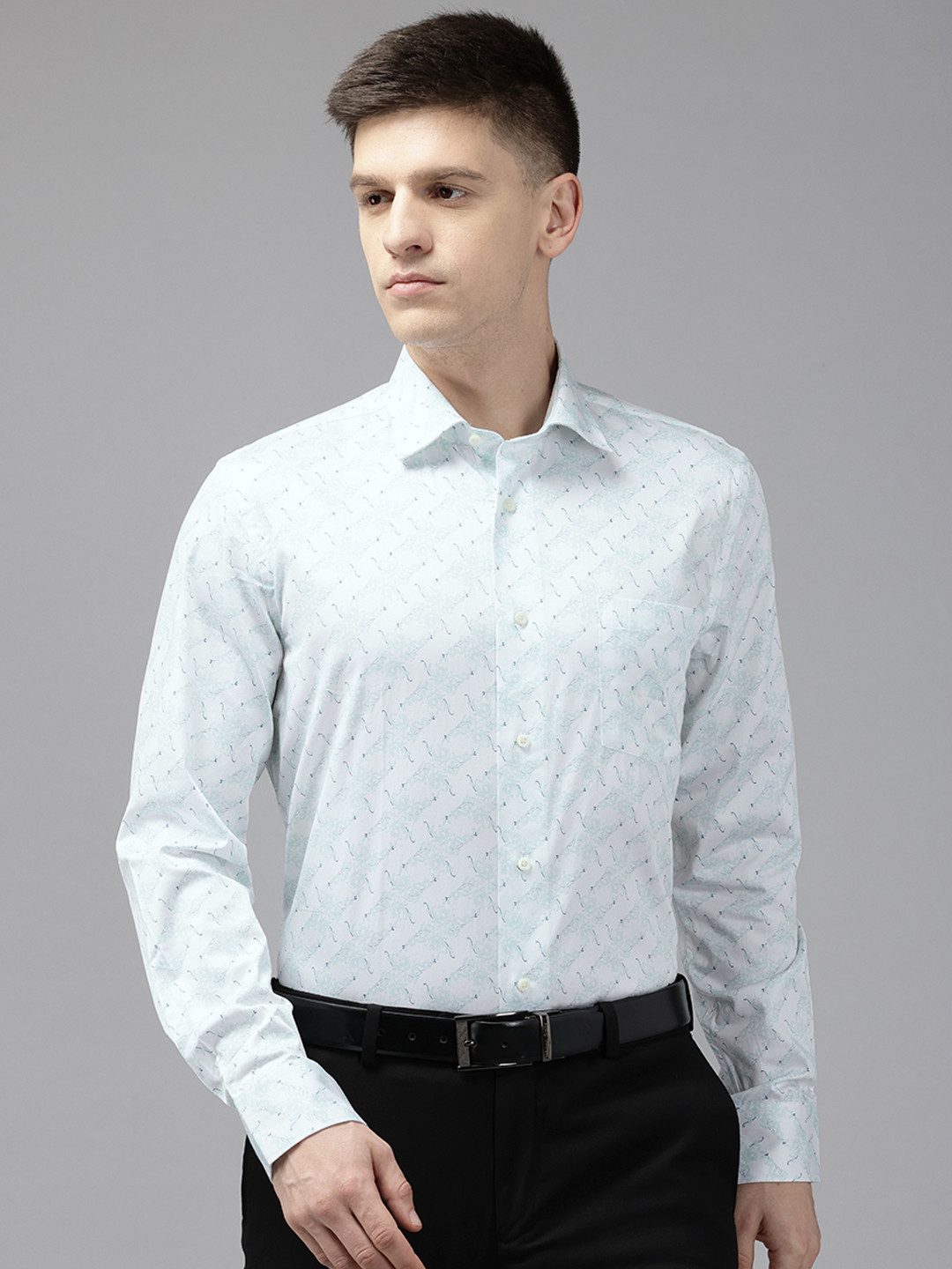 

Blackberrys Slim Fit Pure Cotton Printed Formal Shirt, White