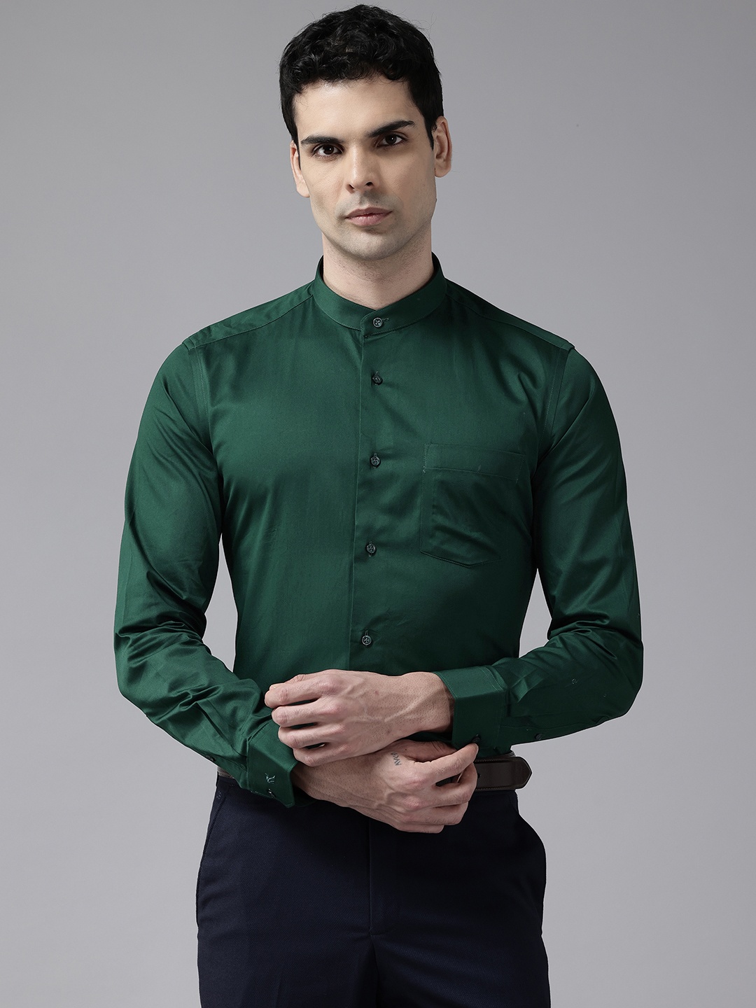 

Blackberrys Pure Cotton India Slim Fit Formal Shirt, Green