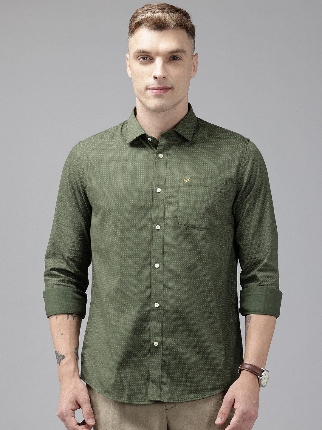 

Blackberrys Slim Fit Textured Shirt, Green
