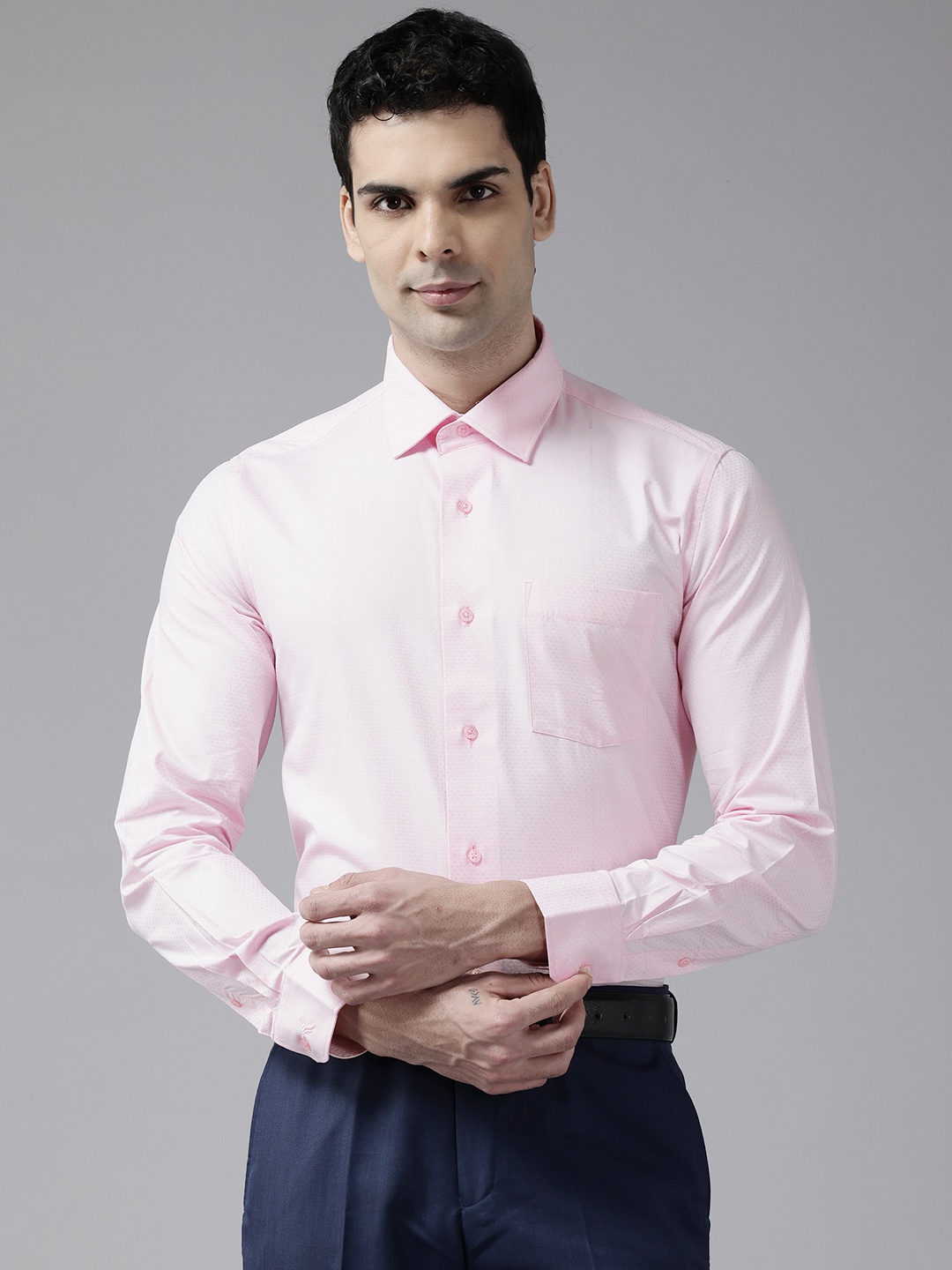 

Blackberrys Slim Fit Textured Pure Cotton Formal Shirt, Pink