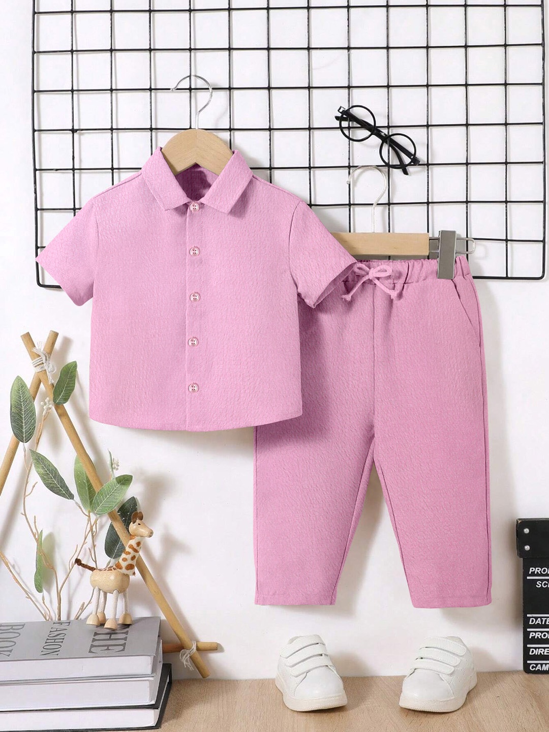 

OMPAX Boys Shirt with Trousers, Pink