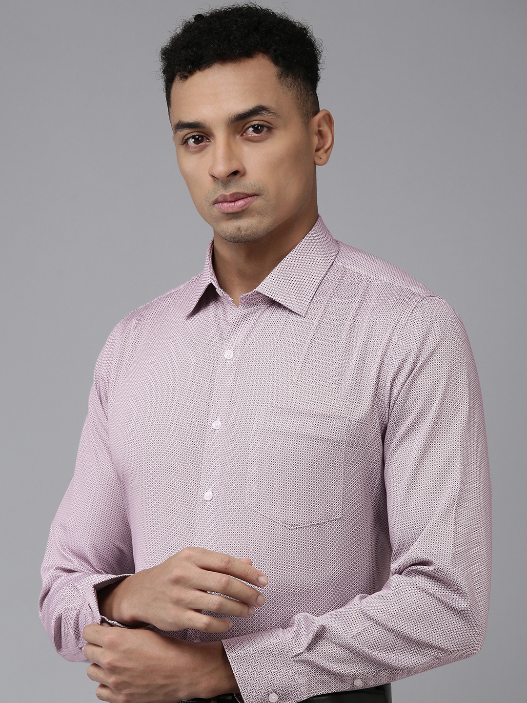 

Van Heusen Pure Cotton Slim Fit Opaque Printed Formal Shirt, Maroon