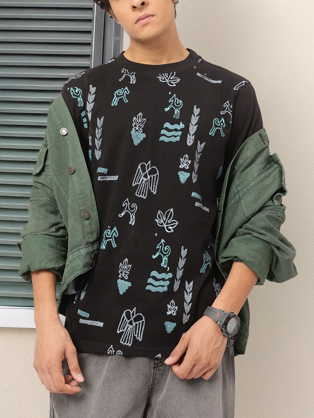 

Kook N Keech Printed Casual Campus T-shirt, Black