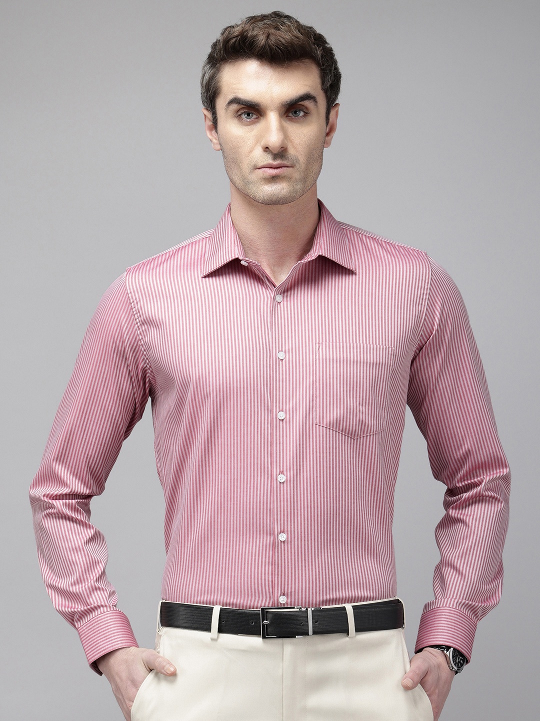 

Van Heusen Pure Cotton Slim Fit Self-Striped Formal Shirt, Mauve