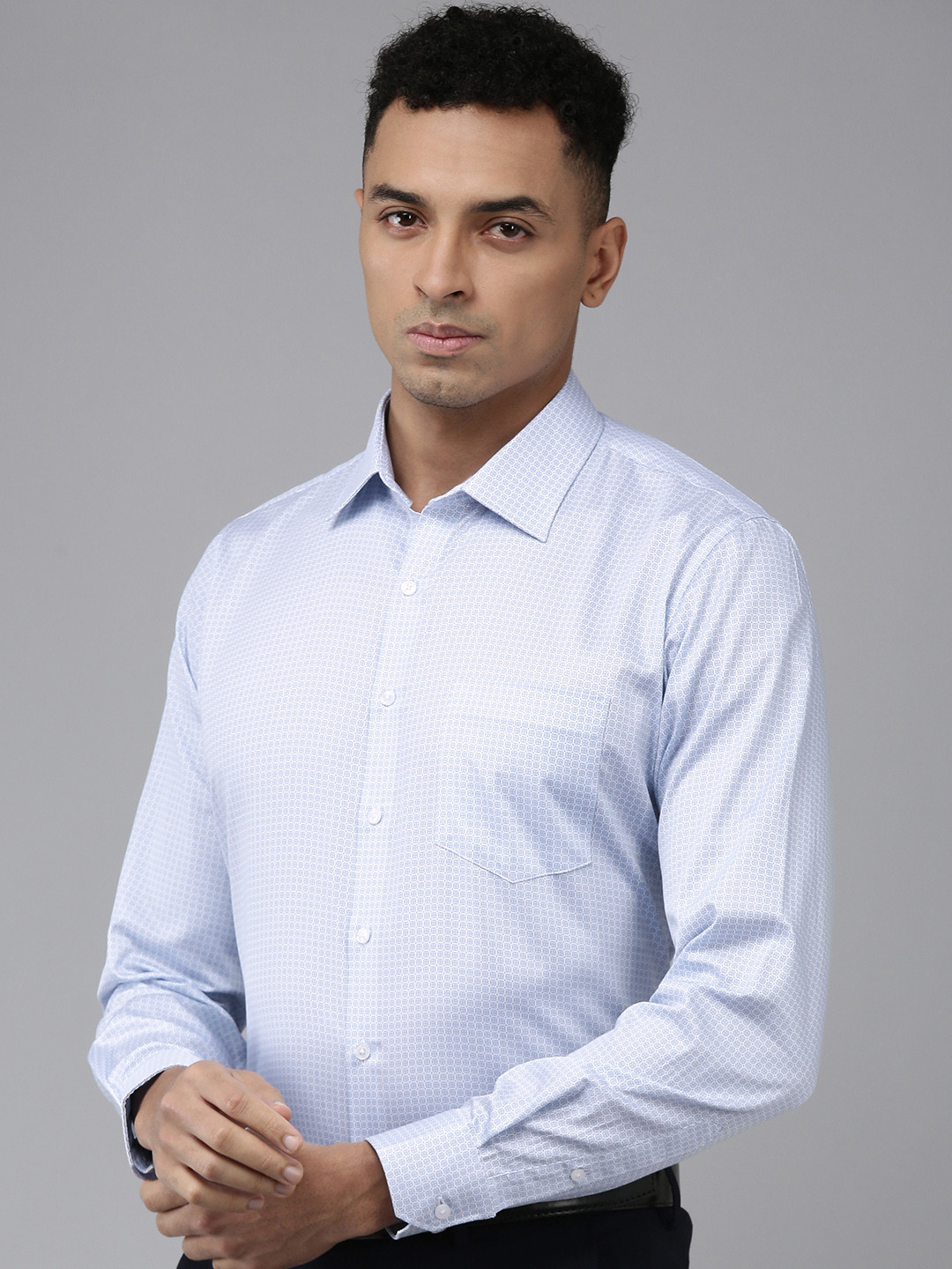 

Van Heusen Pure Cotton Slim Fit Opaque Floral Printed Formal Shirt, Blue