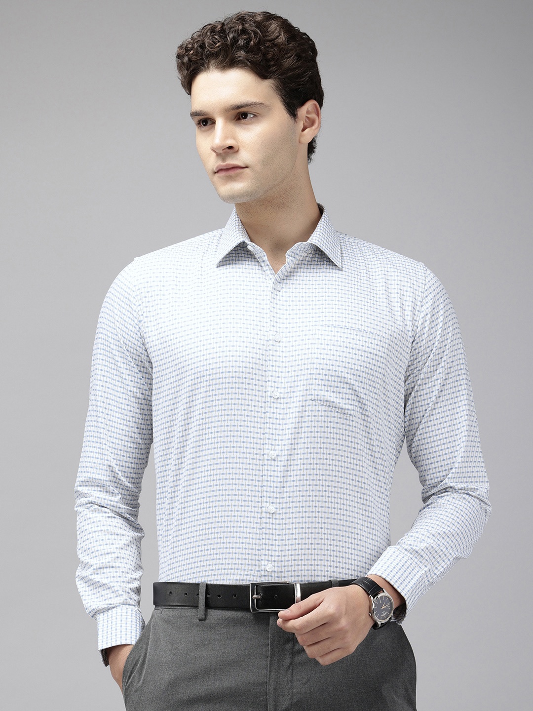 

Van Heusen Slim Fit Self Checked Pure Cotton Formal Shirt, White