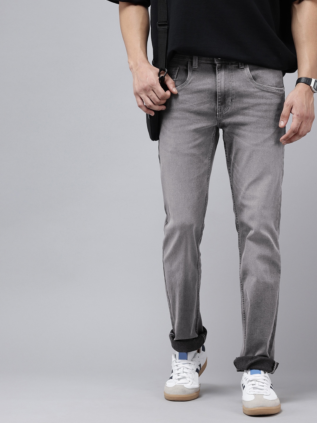 

VAN HEUSEN DENIM LABS Men Pop Slim Fit Light Fade Stretchable Jeans, Grey