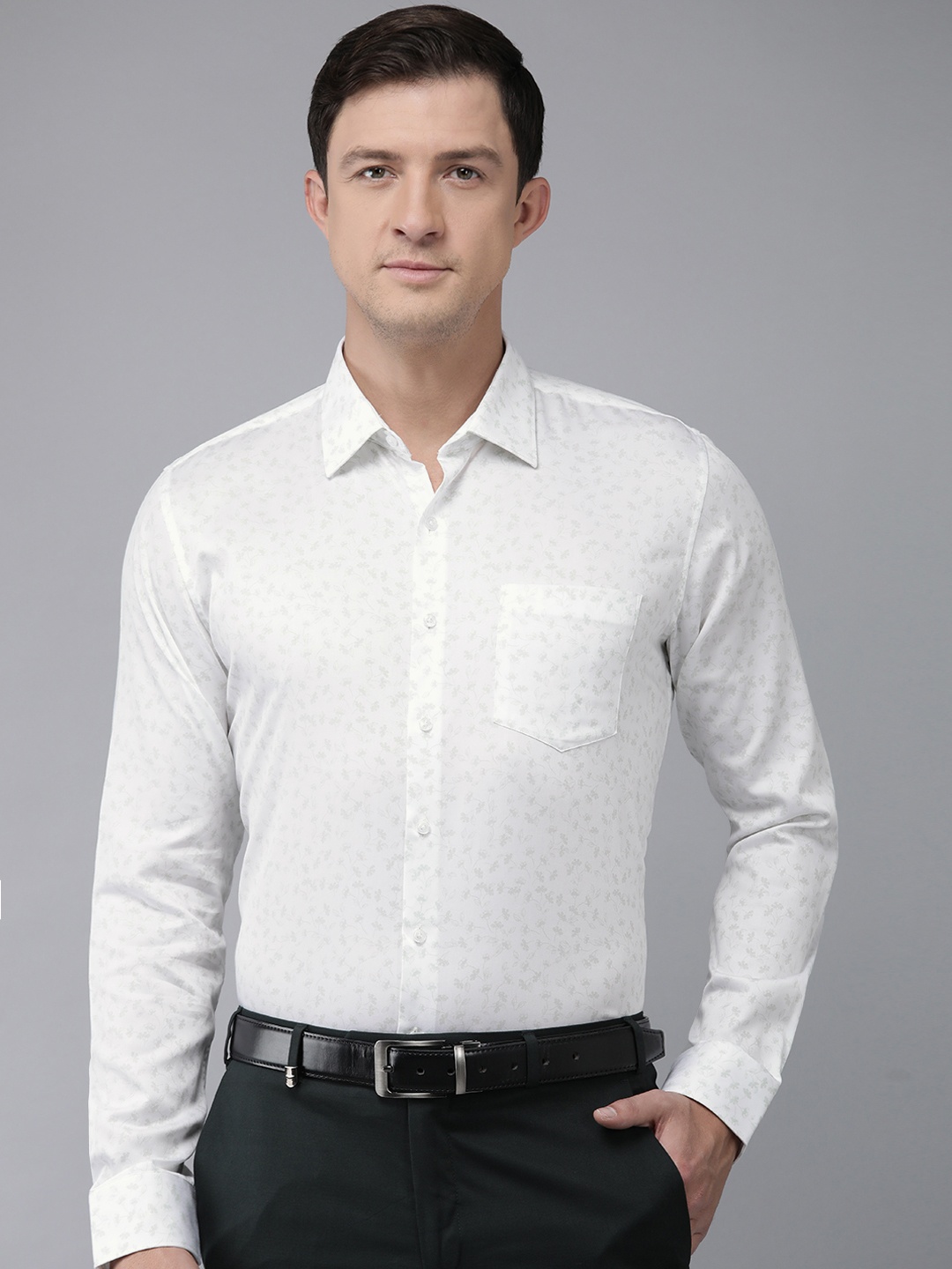 

Van Heusen Pure Cotton Slim Fit Floral Printed Formal Shirt, White